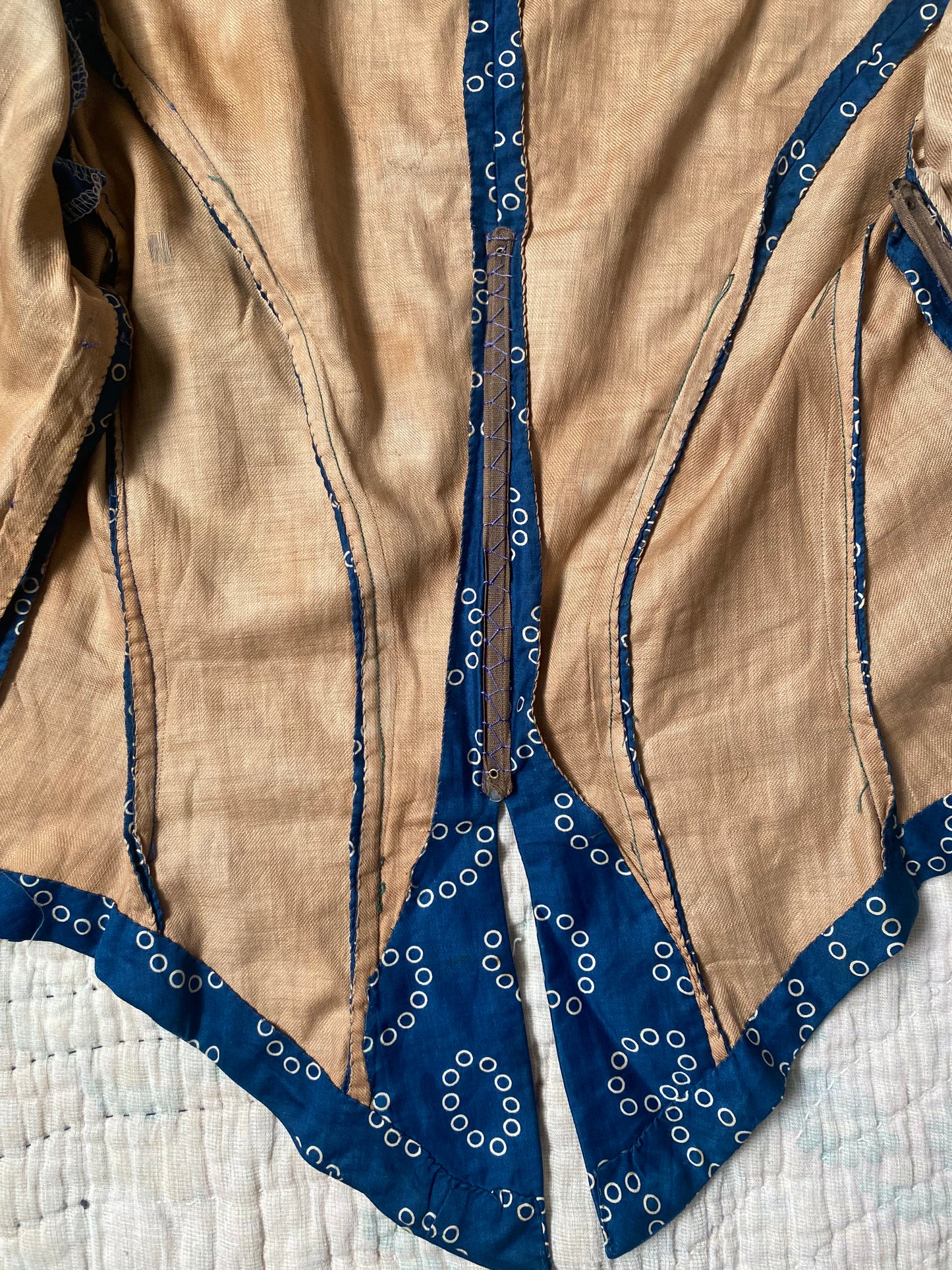 Late 1800s Early 1900s Antique Blue Cotton Calico Bodice Blouse