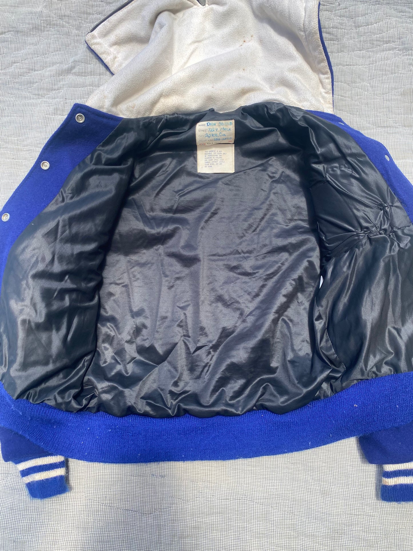 1980s Blue Split Hood Varsity Jacket