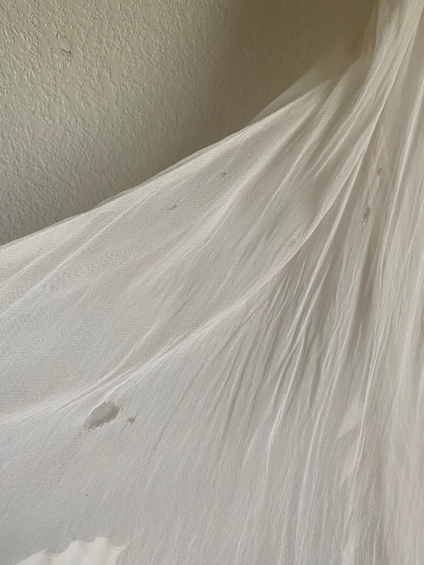 1930s 2 piece net tulle wedding gown and slip XS/S