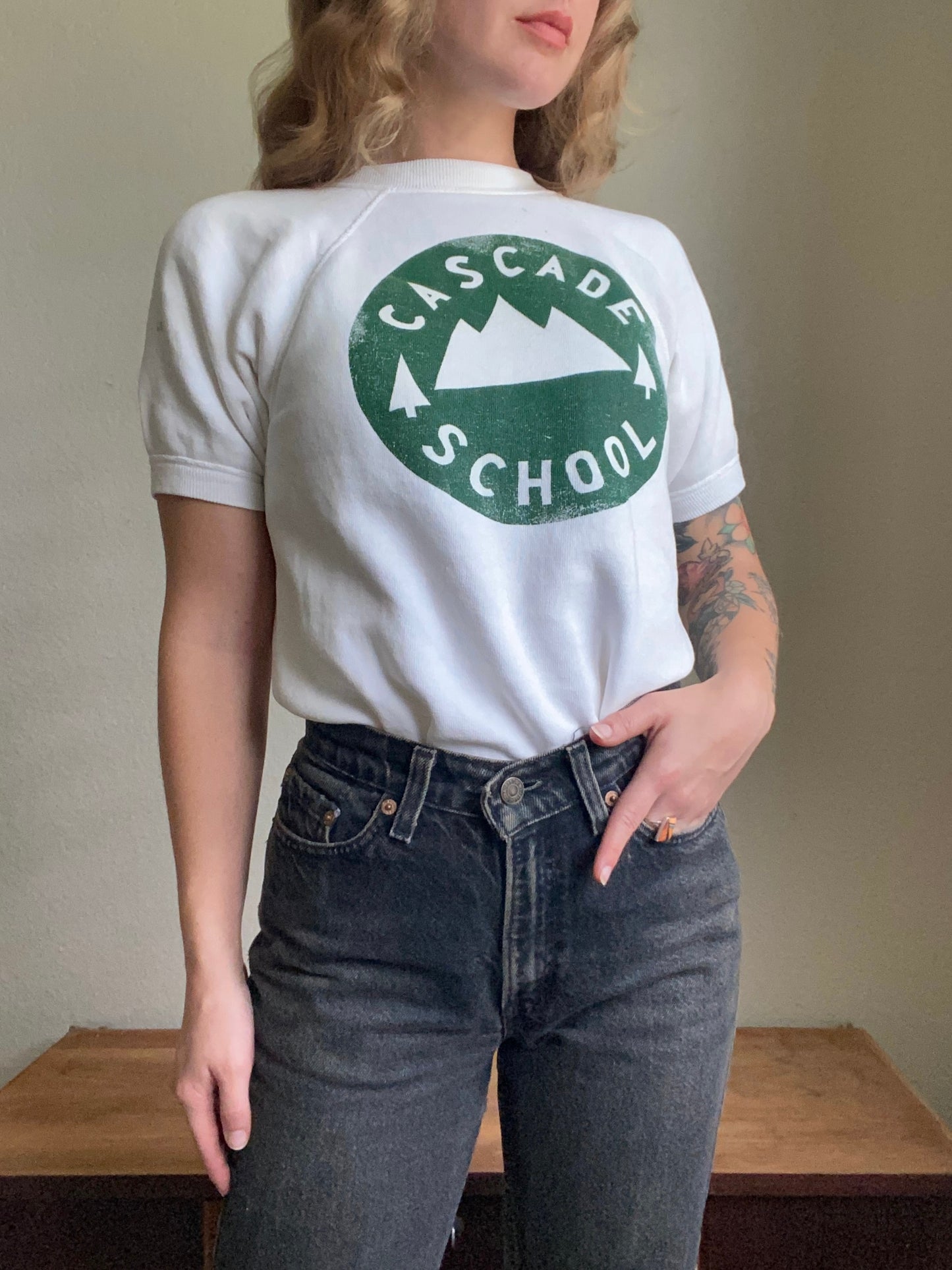 1960s 1970s Cascade Washington School short sleeve sweatshirt