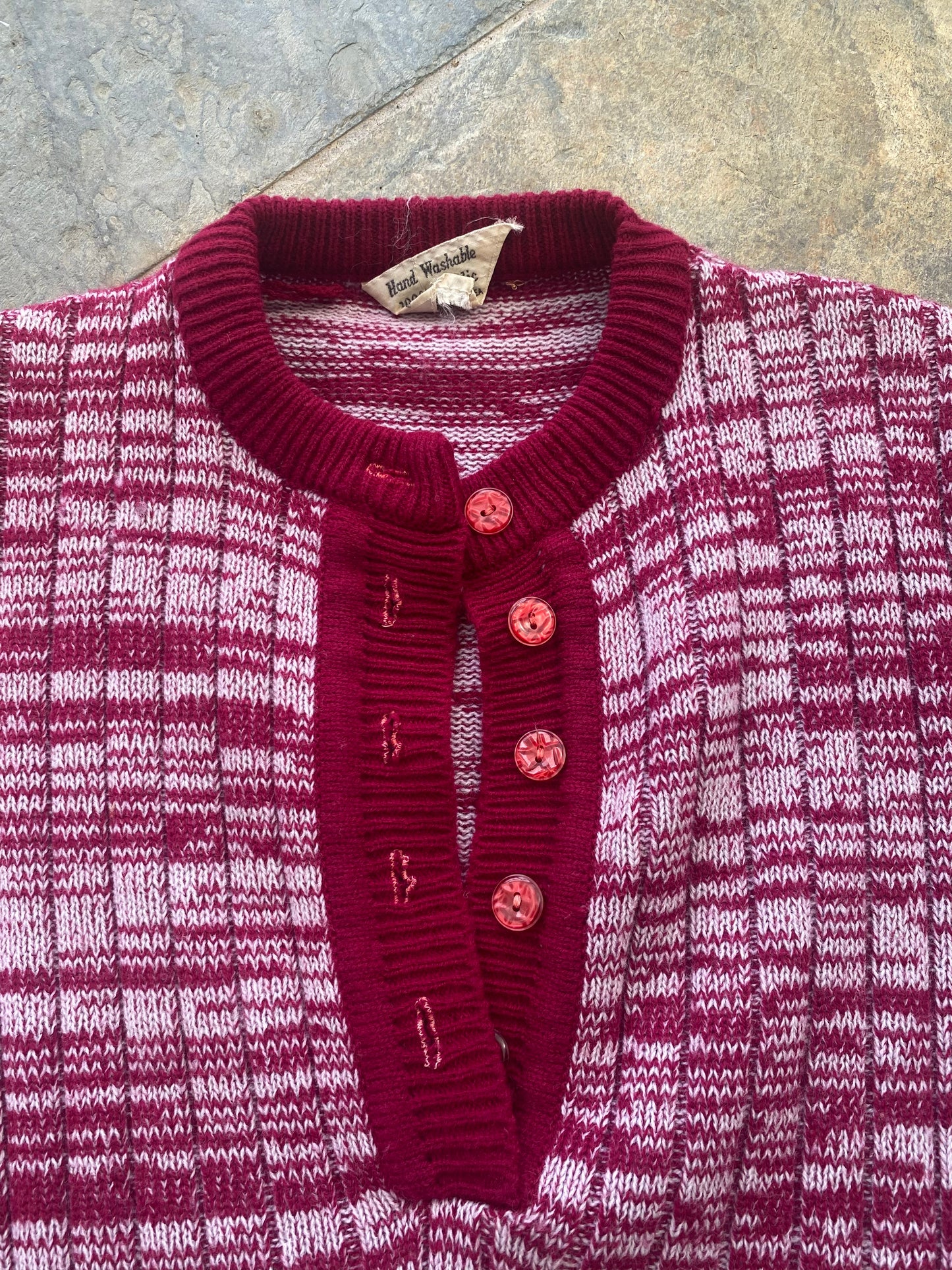 1970s Red Space Dye Acrylic Sweater