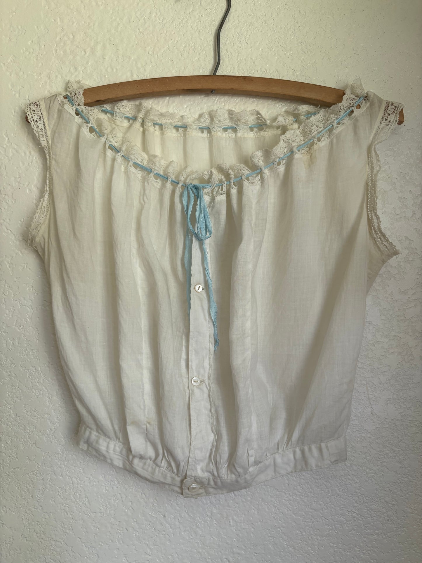 Antique Victorian 19th Century Corset Cover sleeveless top XS S