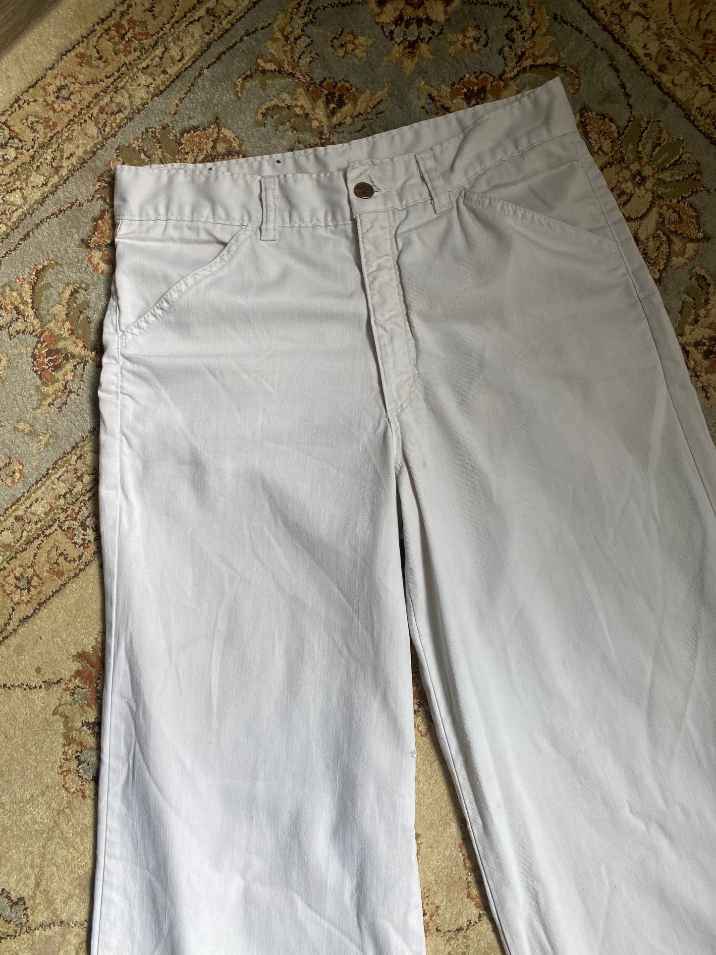 1970s HASH high rise wide leg white wash denim bellbottoms 32x32