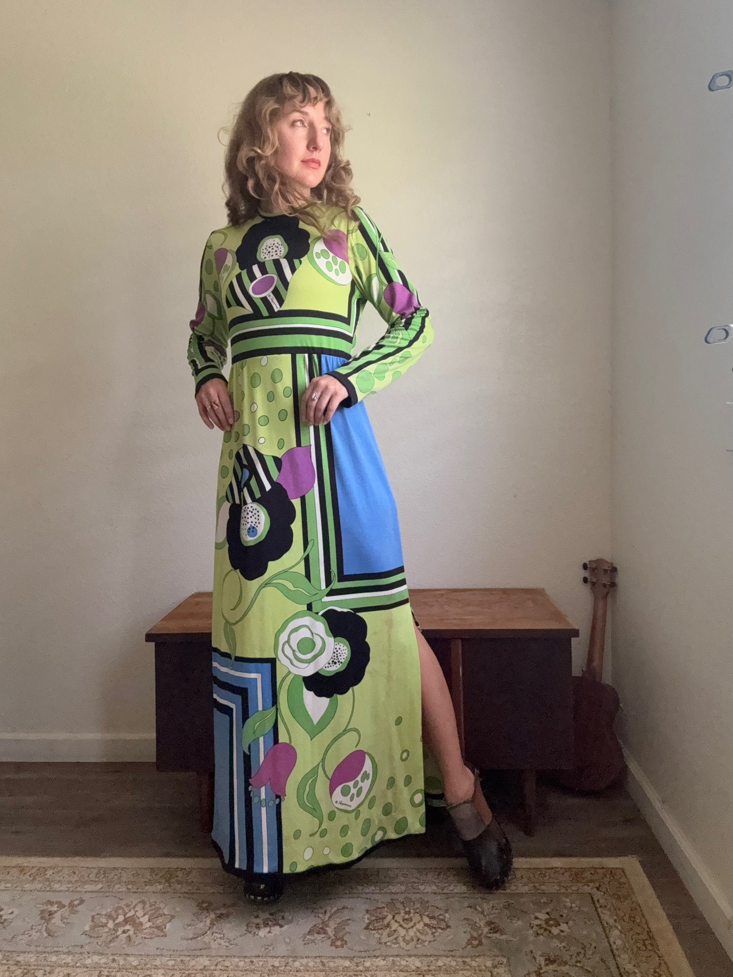 1970s Paganne Designer Mod Designer Op-Art Knit Dress