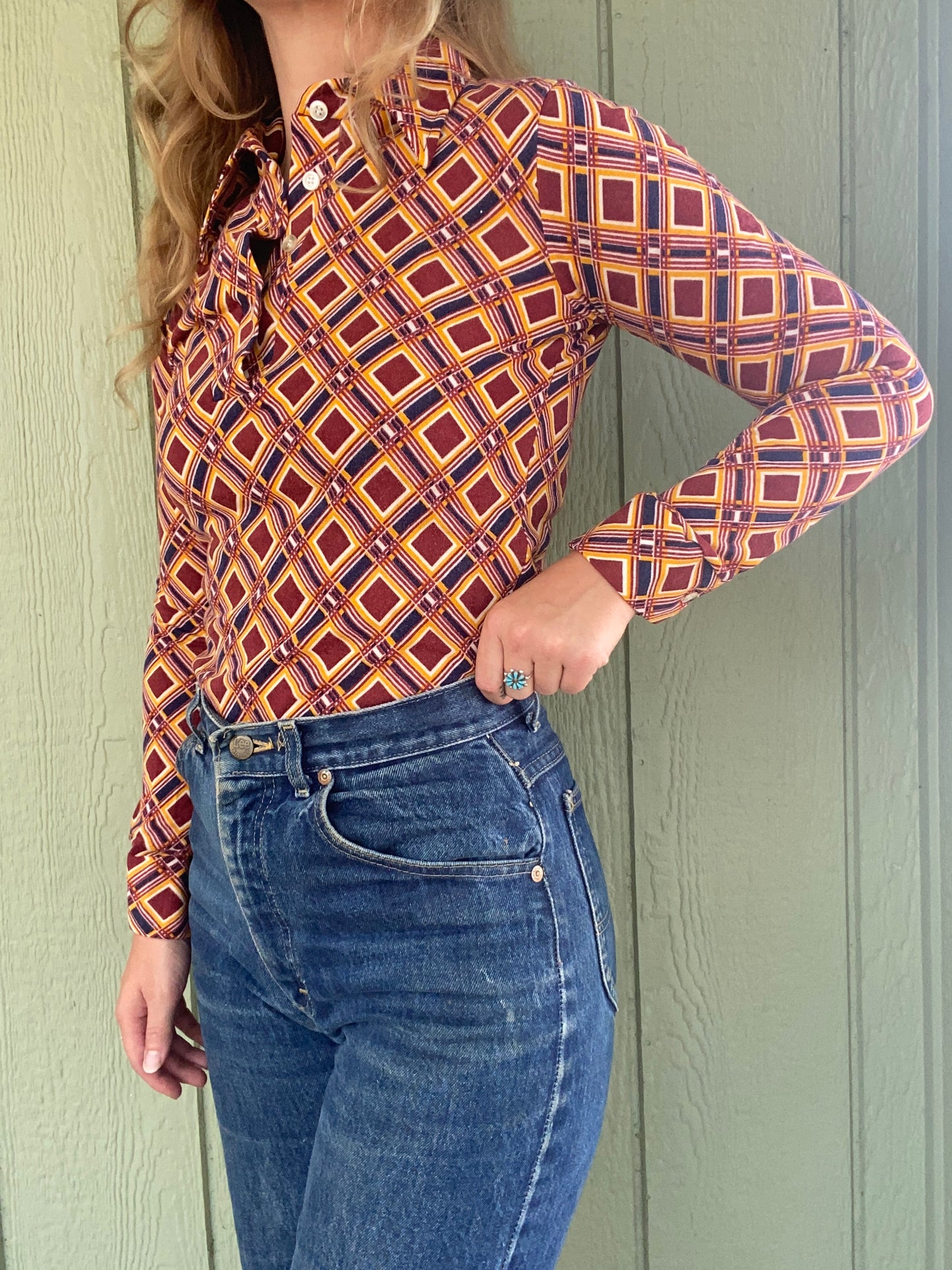 1970s Sears Bazaar Geometric Blouse