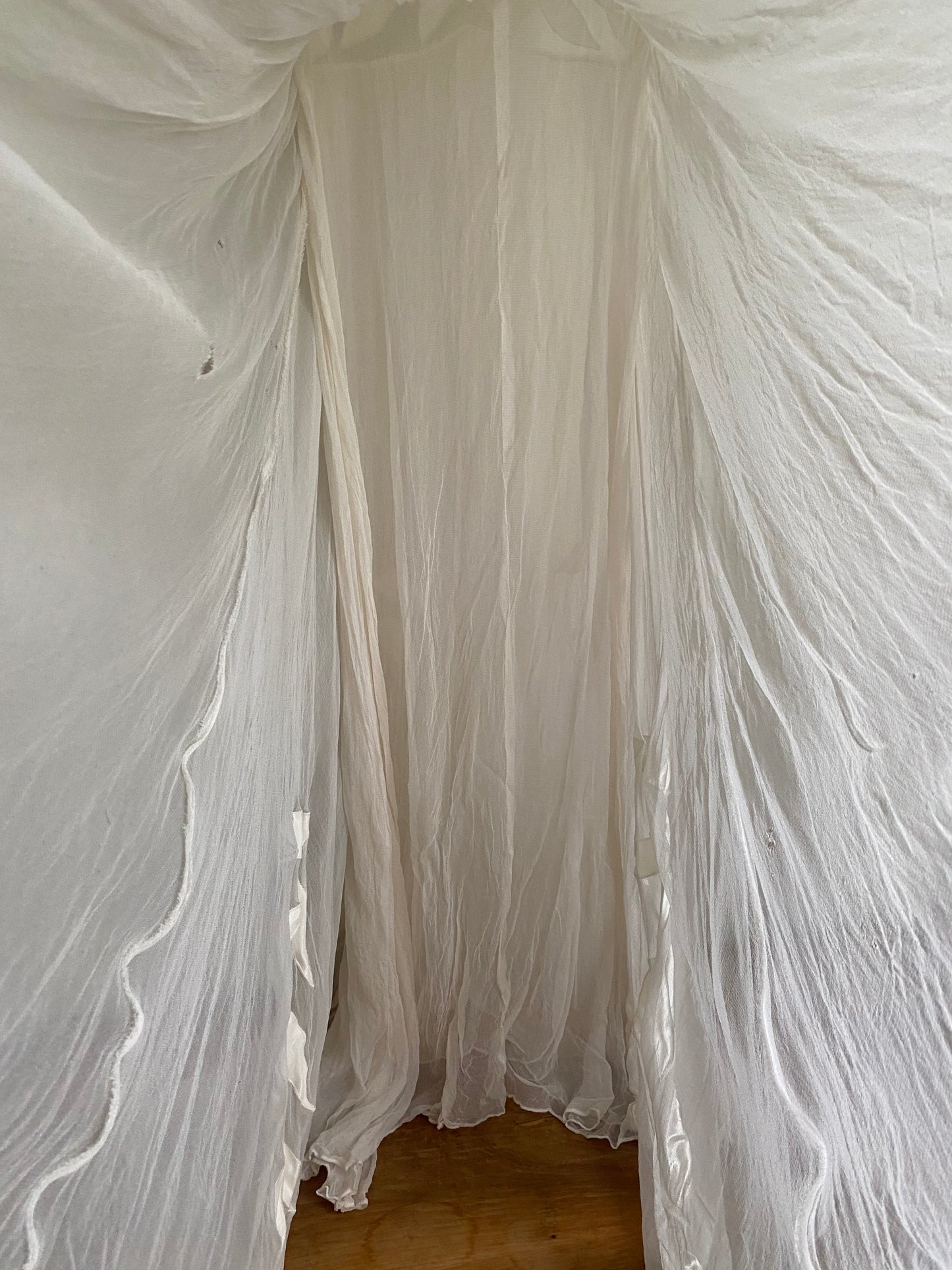 1930s 2 piece net tulle wedding gown and slip XS/S