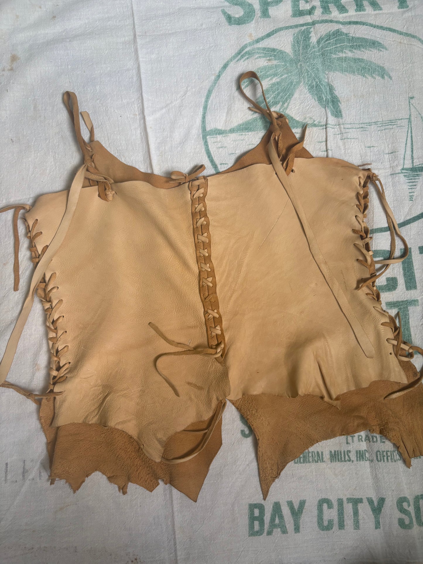 1970s Buck Skin Deer Leather Tank Top Small Medium