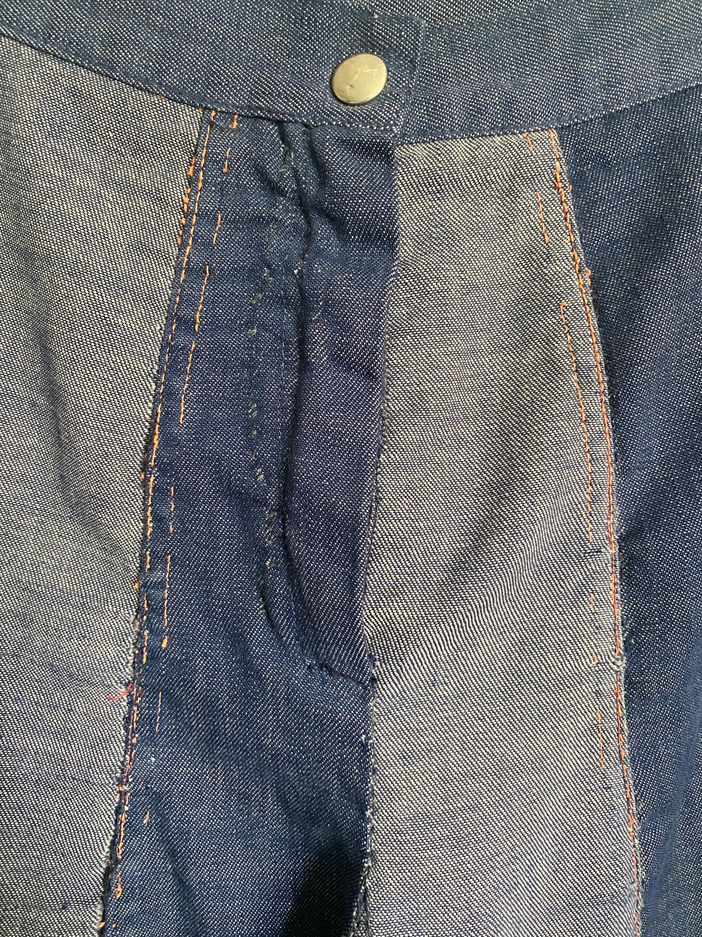 1970s Patchwork denim wide leg jeans 29” waist
