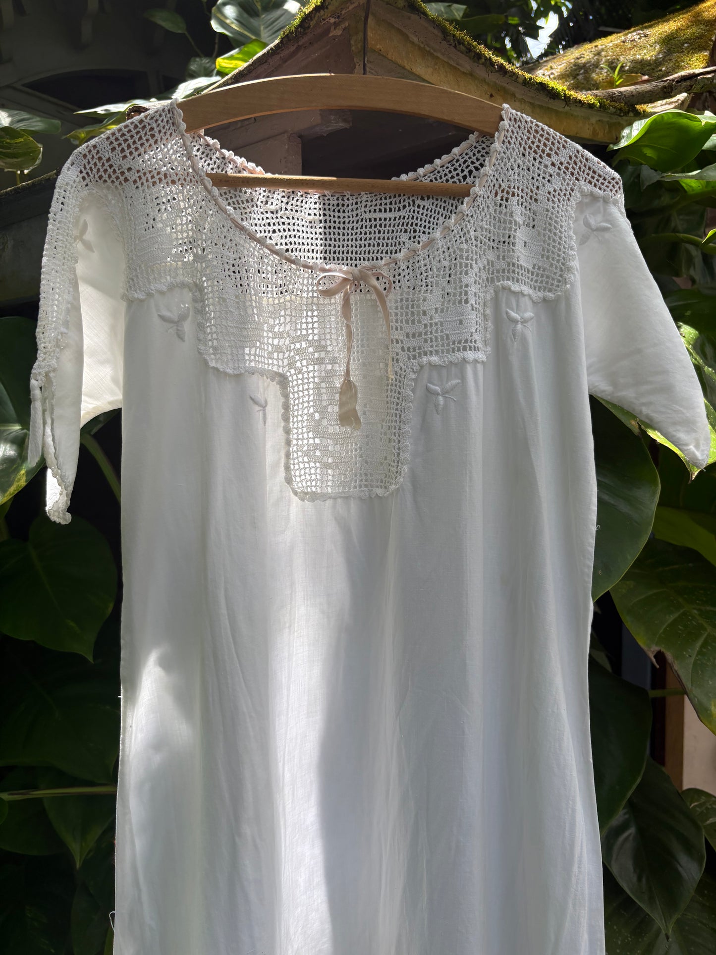 Early 1900s Antique Edwardian Hand Crochet Cotton Gown