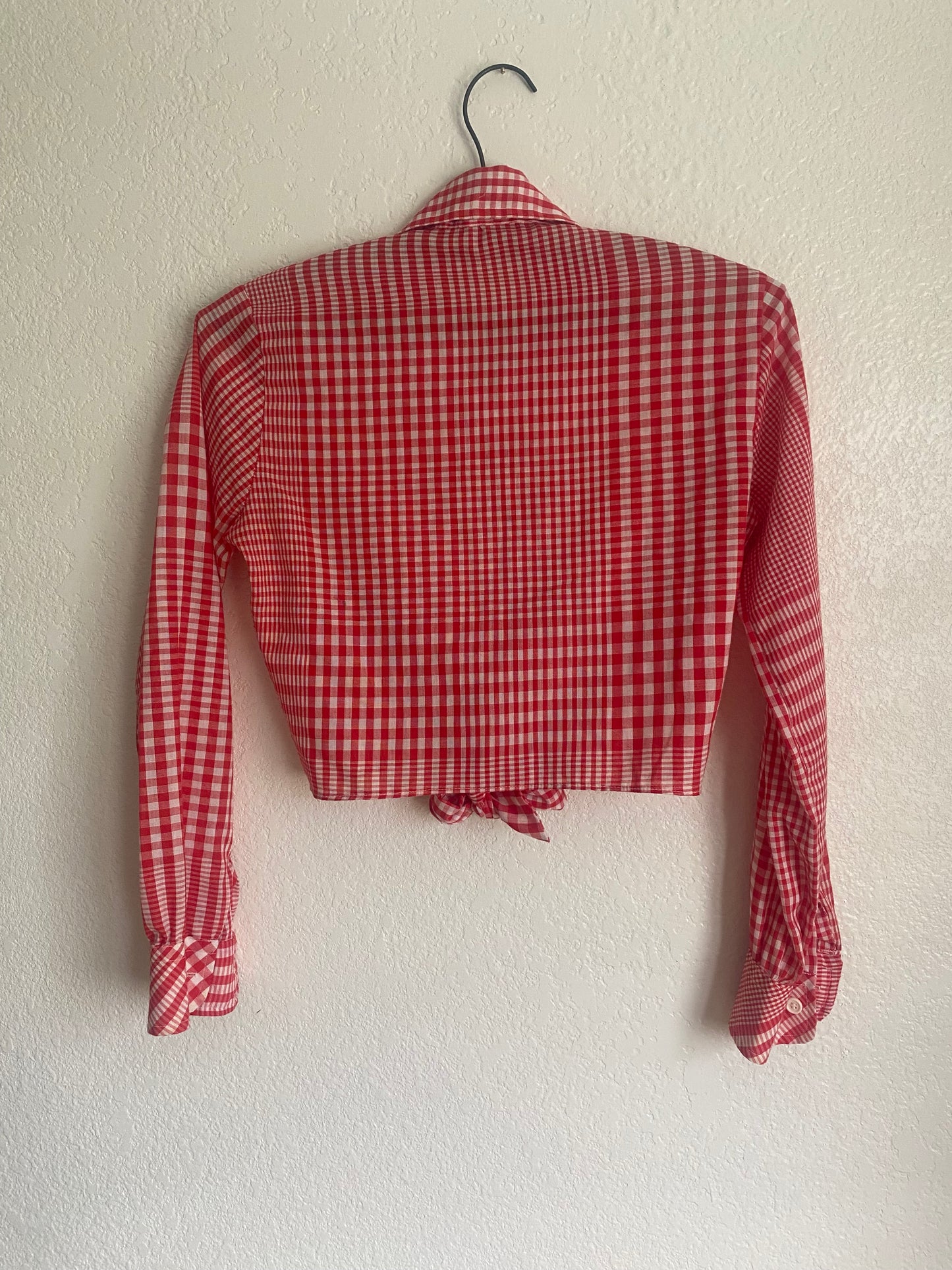 1970s Casual Corner plaid cropped button up shirt small