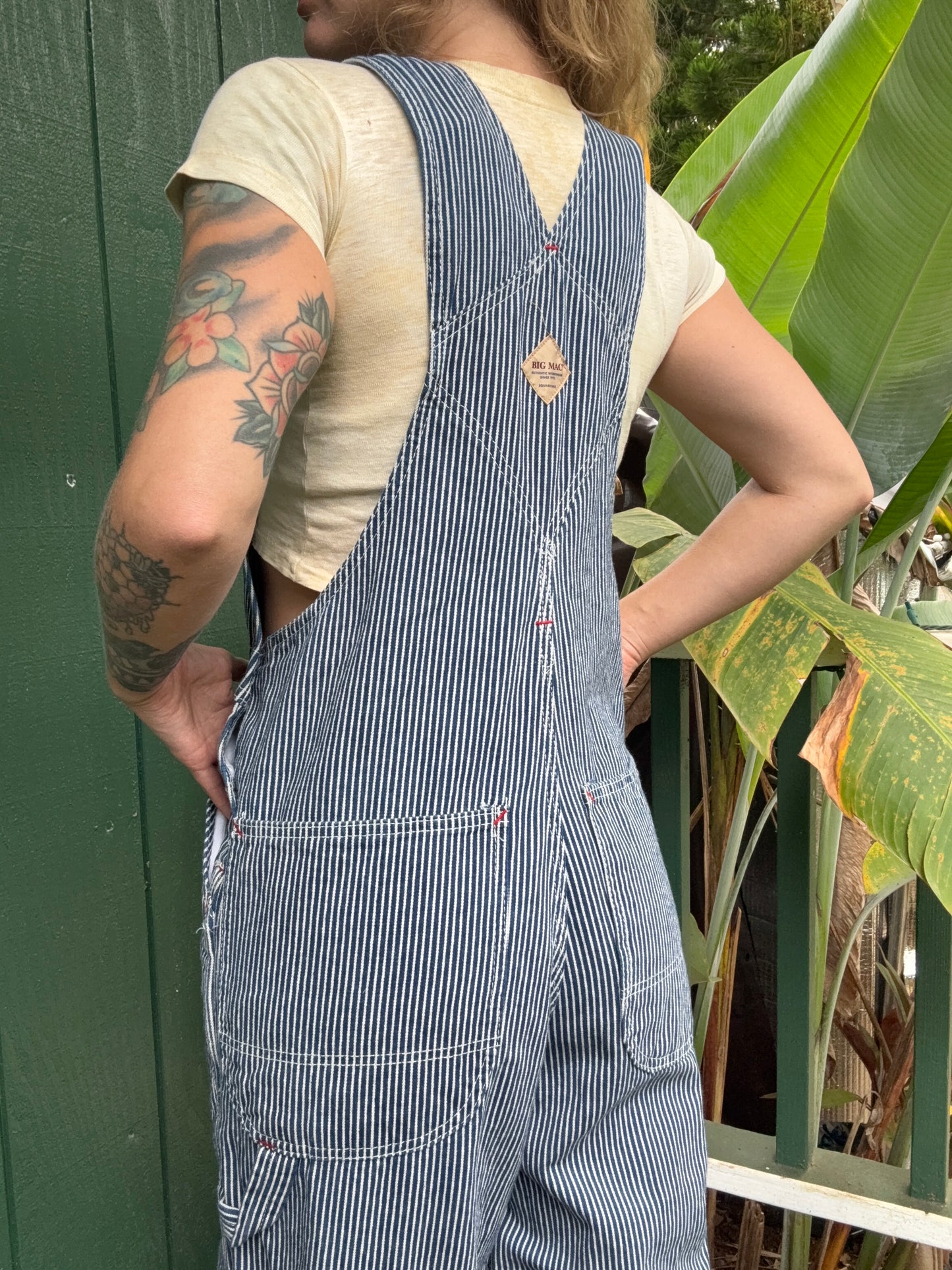 1990s Big Mac Hickory Stripe squarebak Overalls 34 x 32