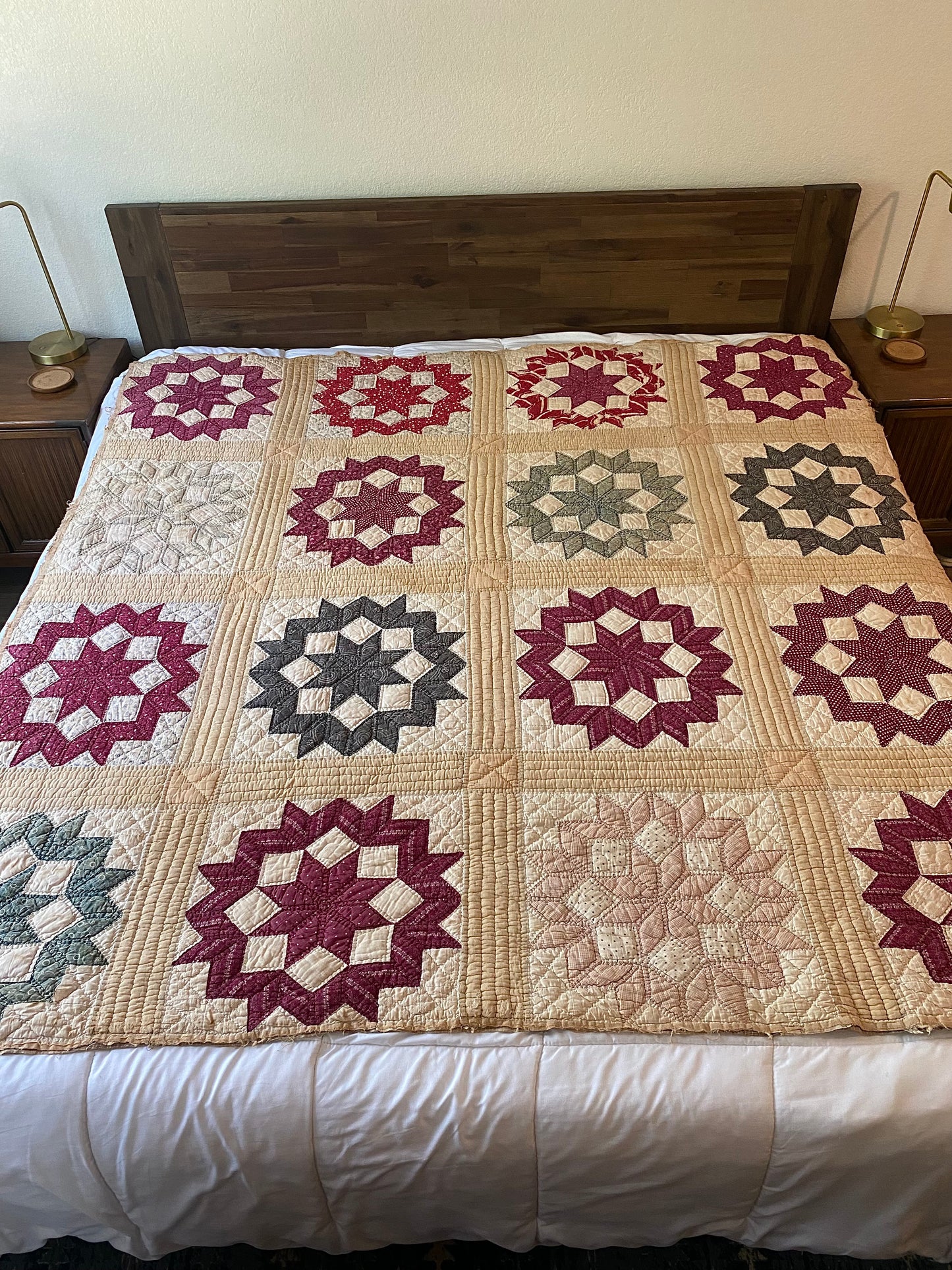 Antique 1910 Broken Star Quilt