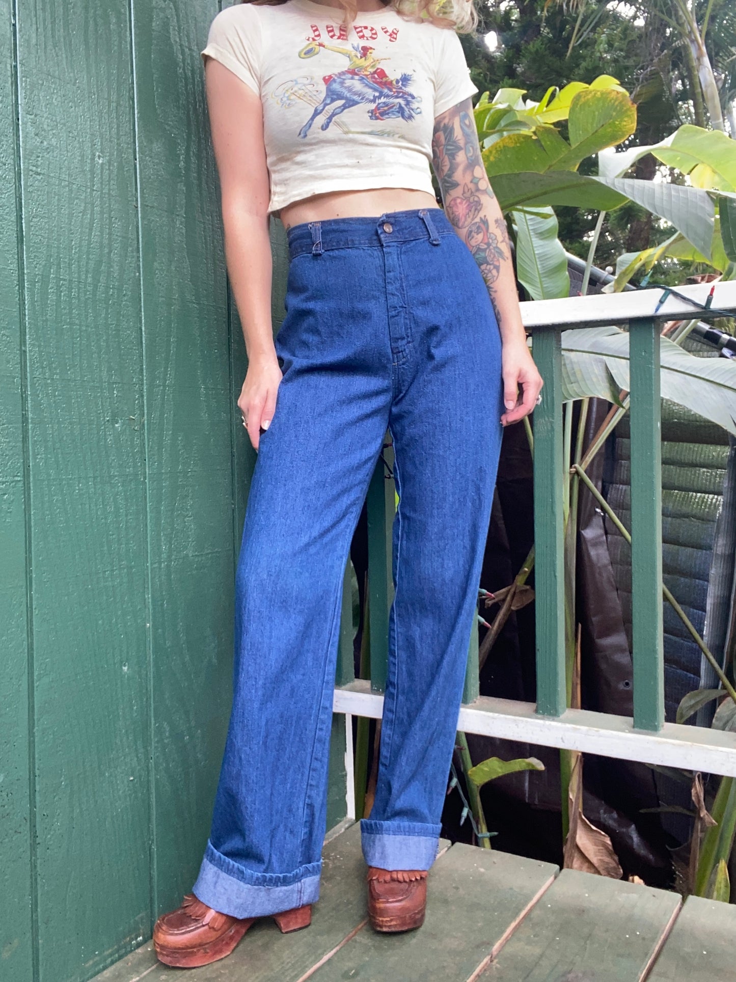 1970s March 1 high waist straight leg denim jeans 29x32