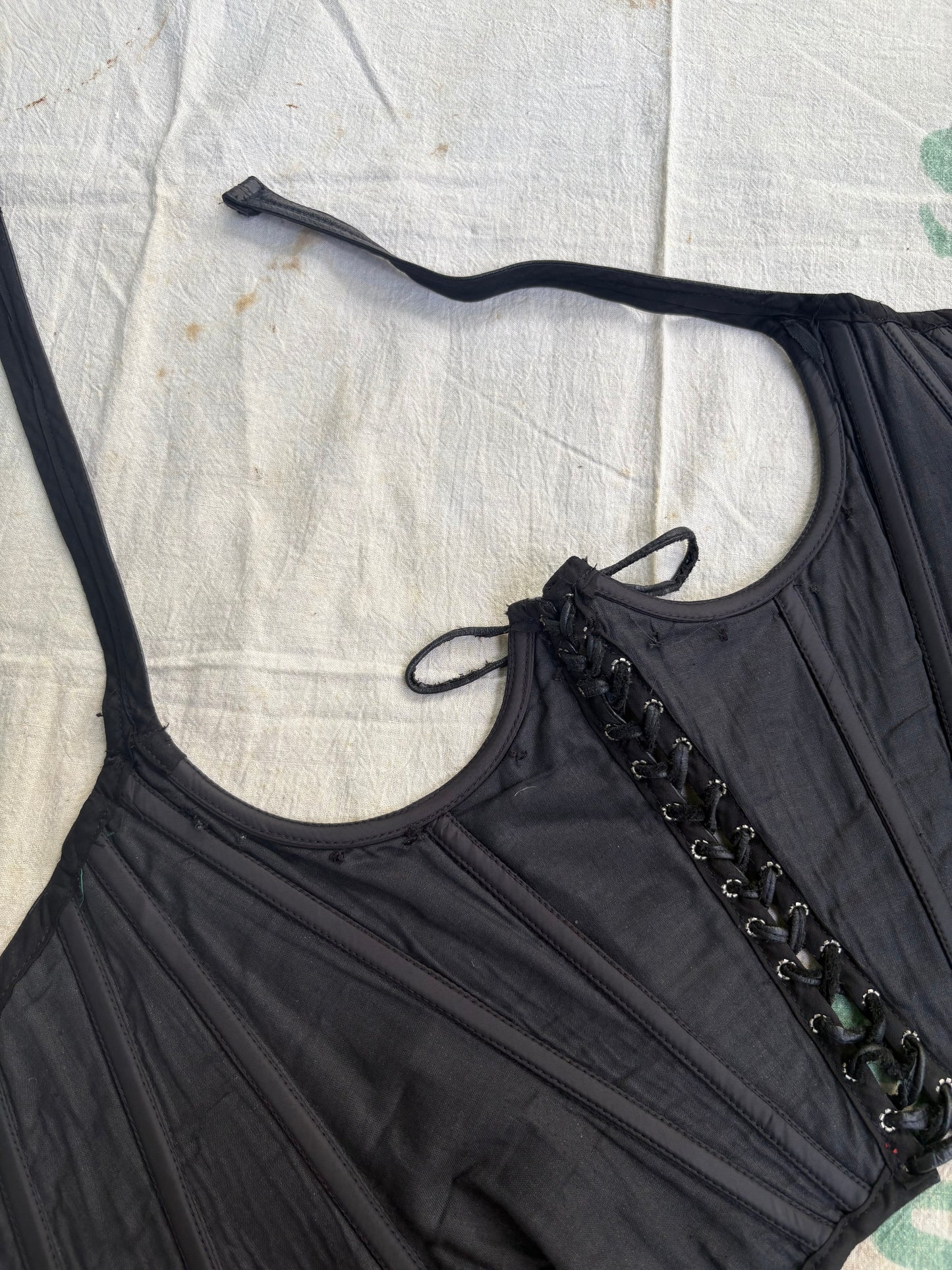 1980s Trashy Lingerie Leather Corset Bustier Halter Top Medium