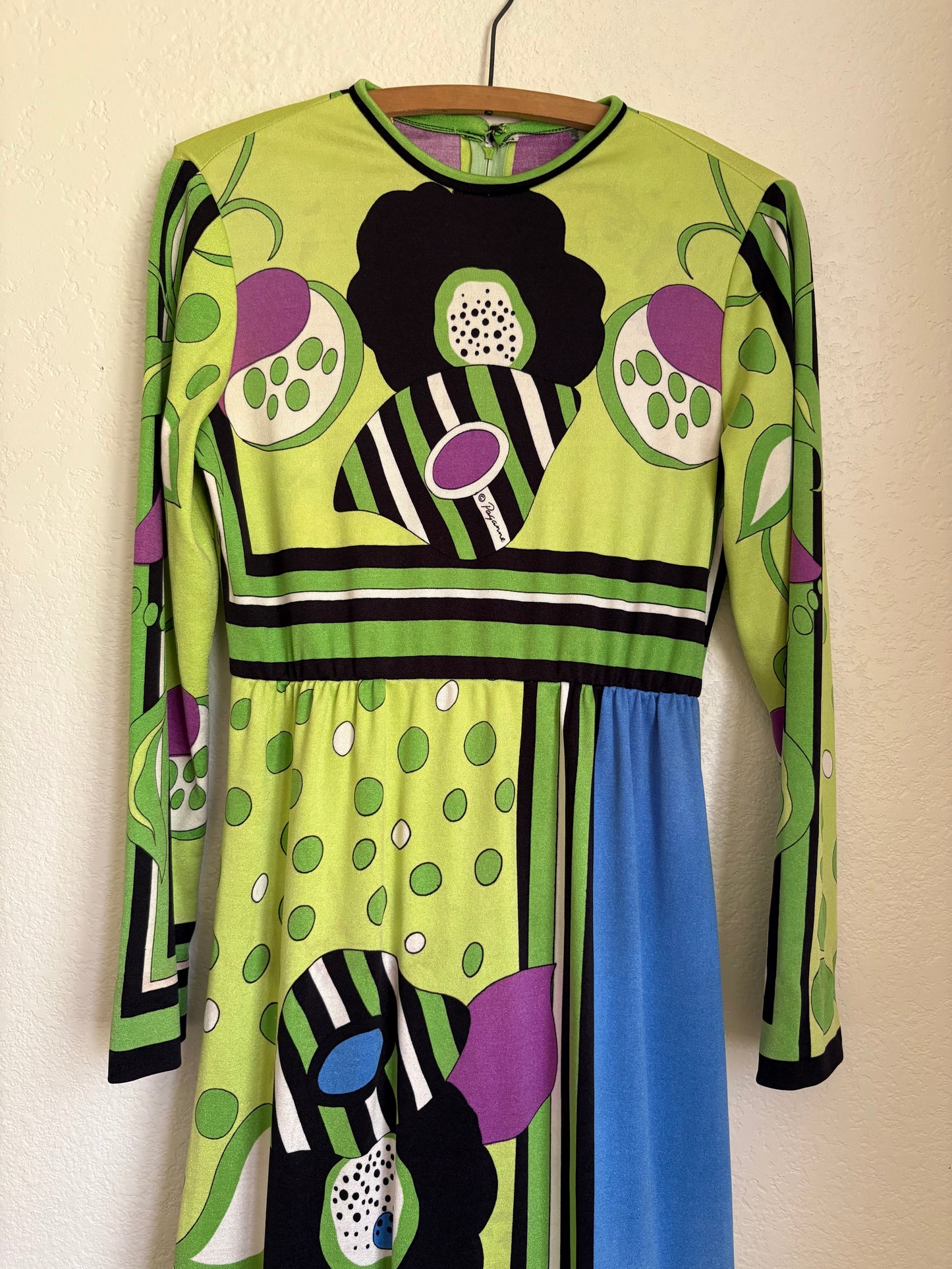 1970s Paganne Designer Mod Designer Op-Art Knit Dress