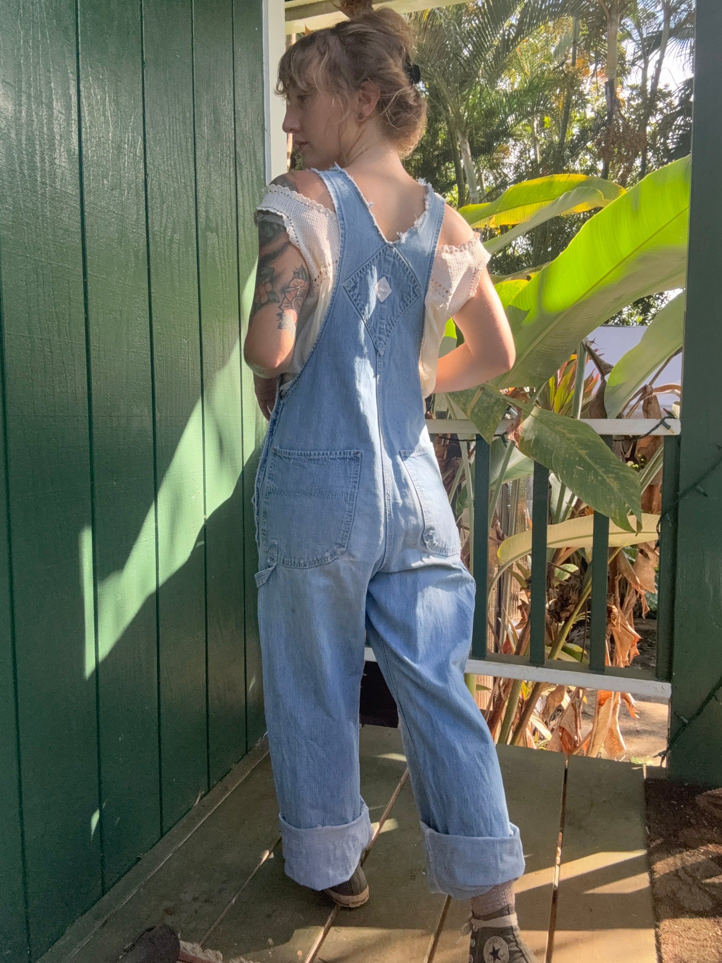 1970s Big Mac light wash denim overalls 32”x31”