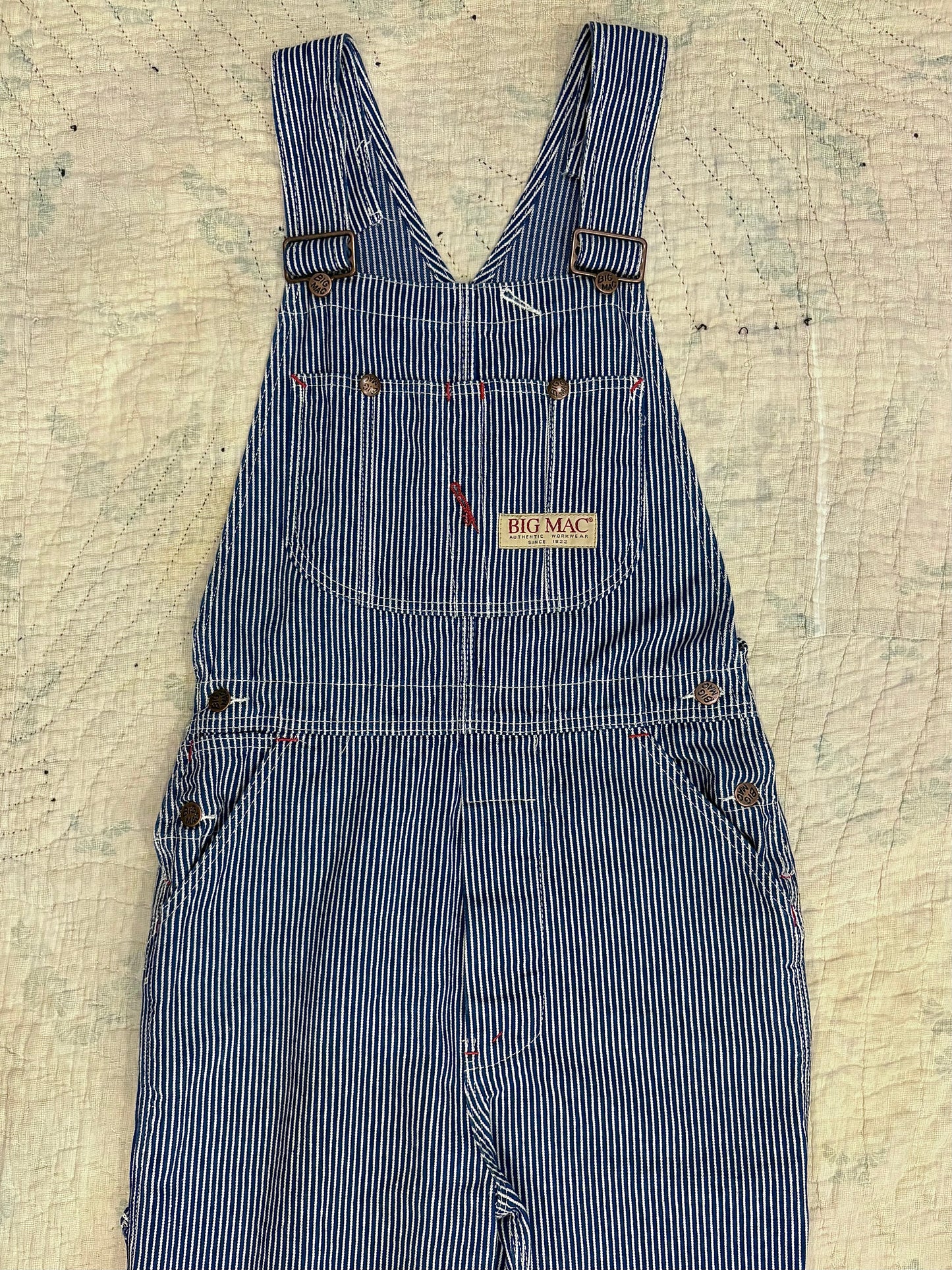 1990s Big Mac Hickory Stripe squarebak Overalls 34 x 32