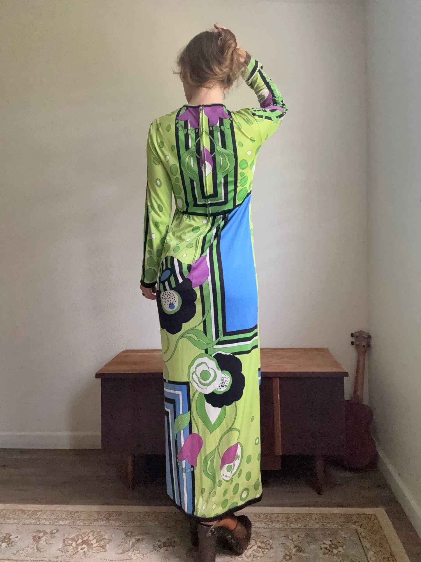 1970s Paganne Designer Mod Designer Op-Art Knit Dress