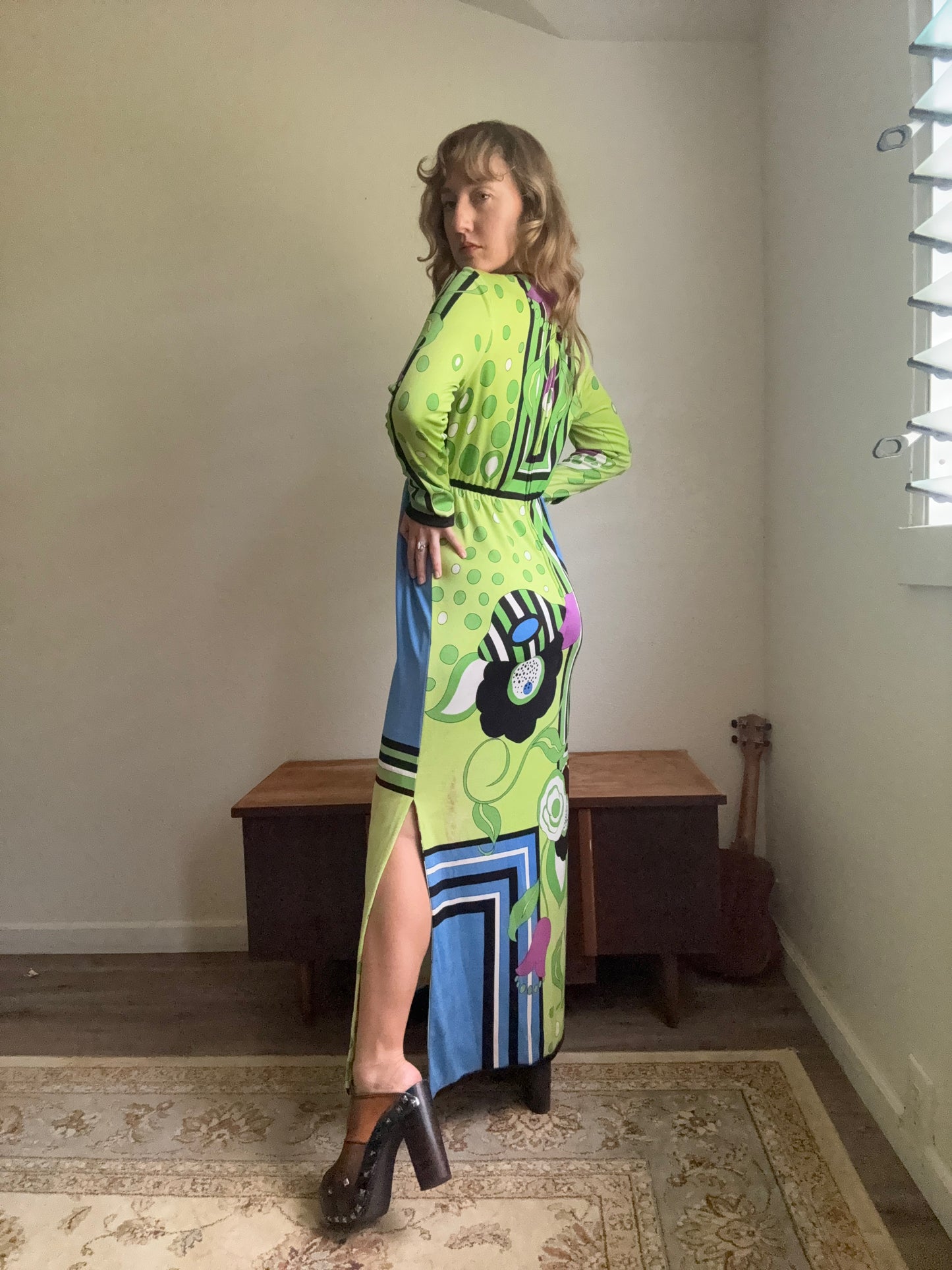 1970s Paganne Designer Mod Designer Op-Art Knit Dress