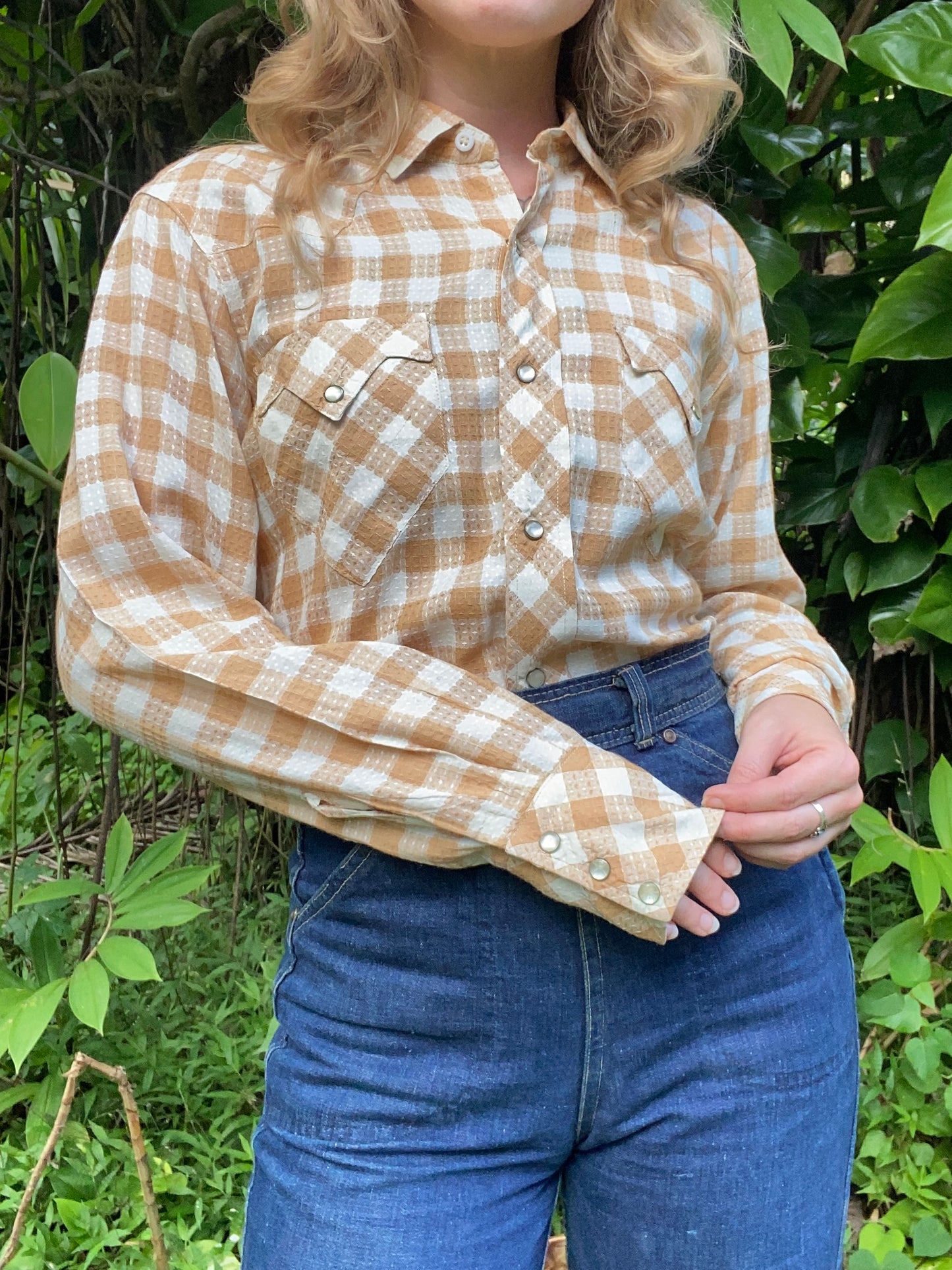 1950s Miller Western Wear sawtooth pearl snap plaid button up shirt Small/ Medium