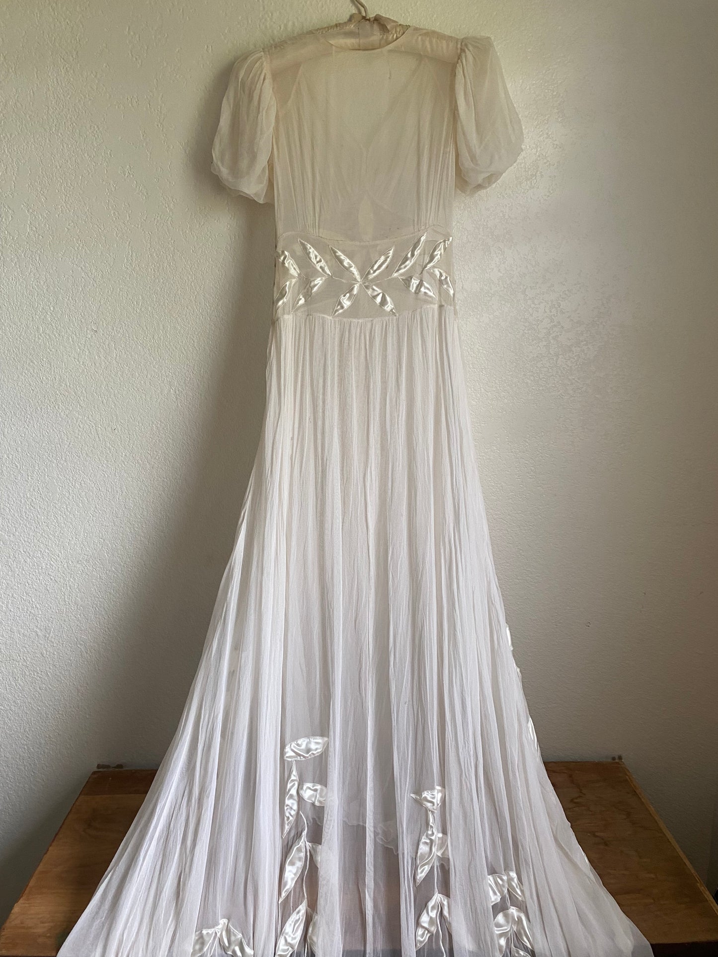 1930s 2 piece net tulle wedding gown and slip XS/S