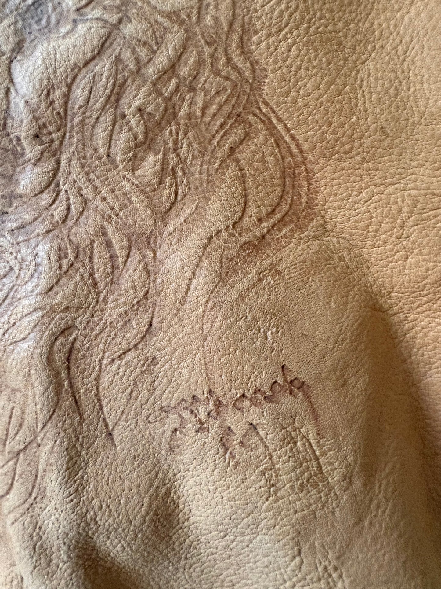 Vintage Tooled Lion Design Buckskin Halter Top Small