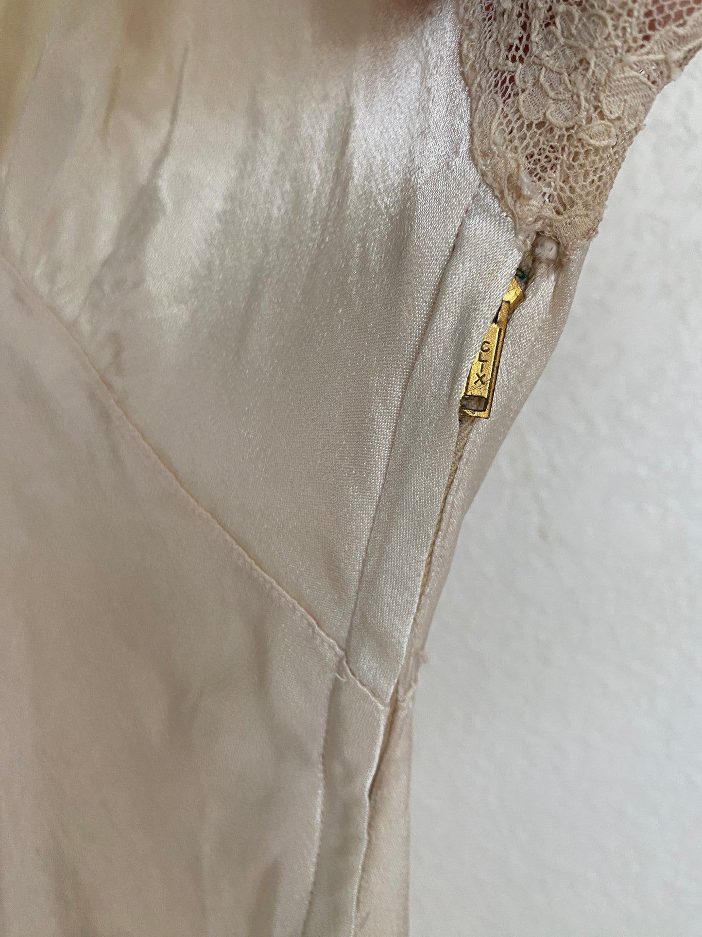 1930s 2 piece net tulle wedding gown and slip XS/S