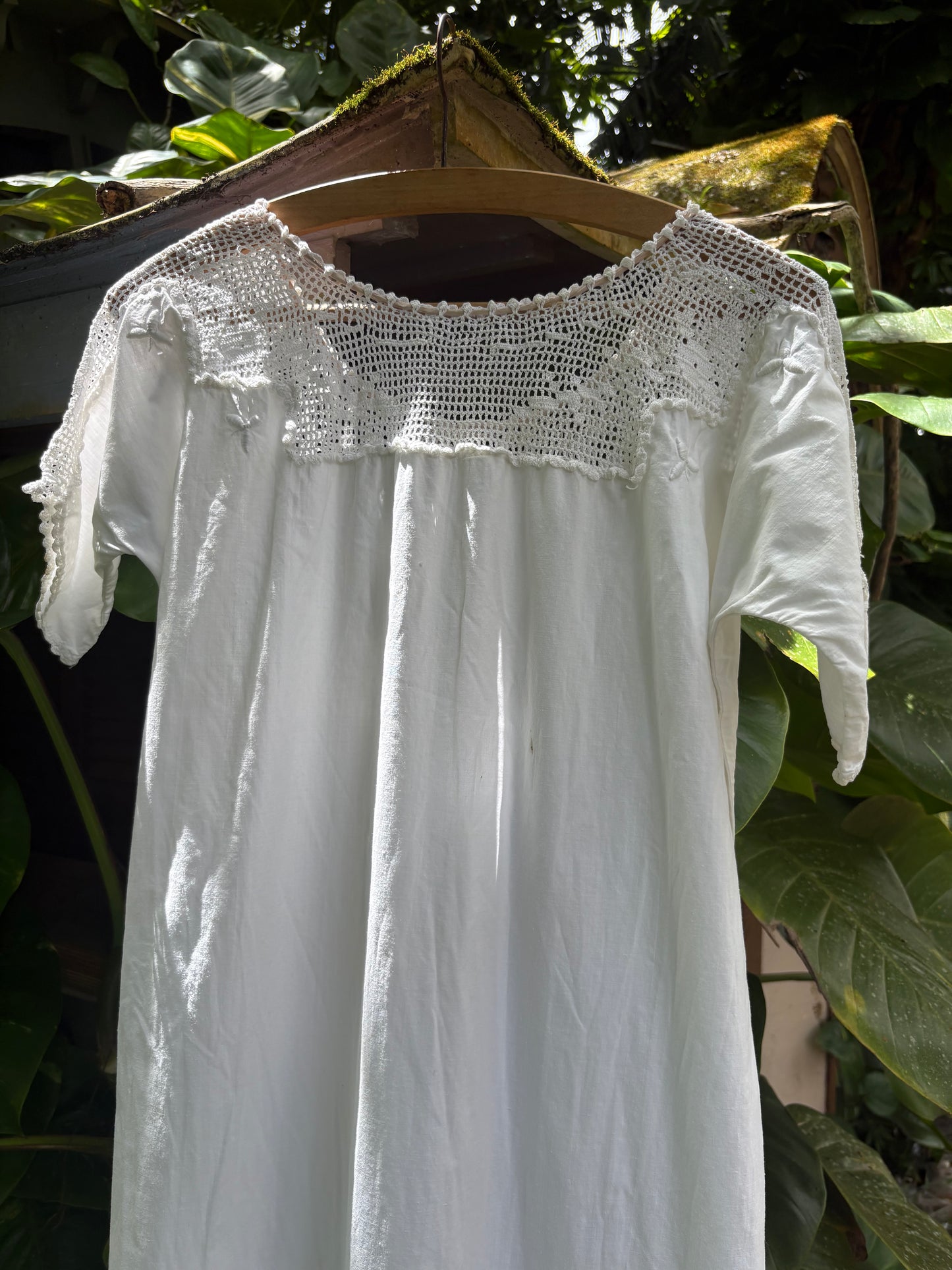 Early 1900s Antique Edwardian Hand Crochet Cotton Gown