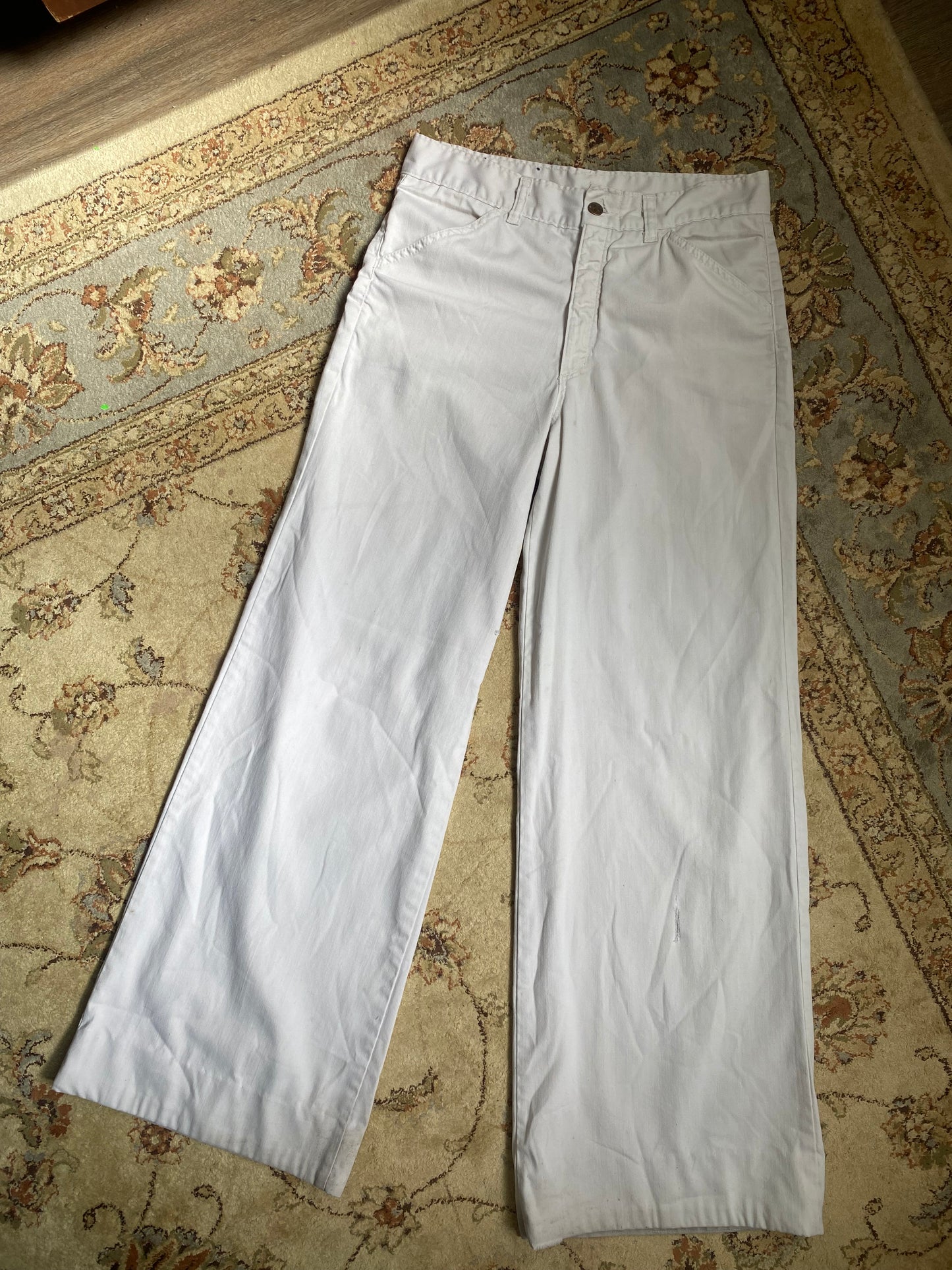 1970s HASH high rise wide leg white wash denim bellbottoms 32x32