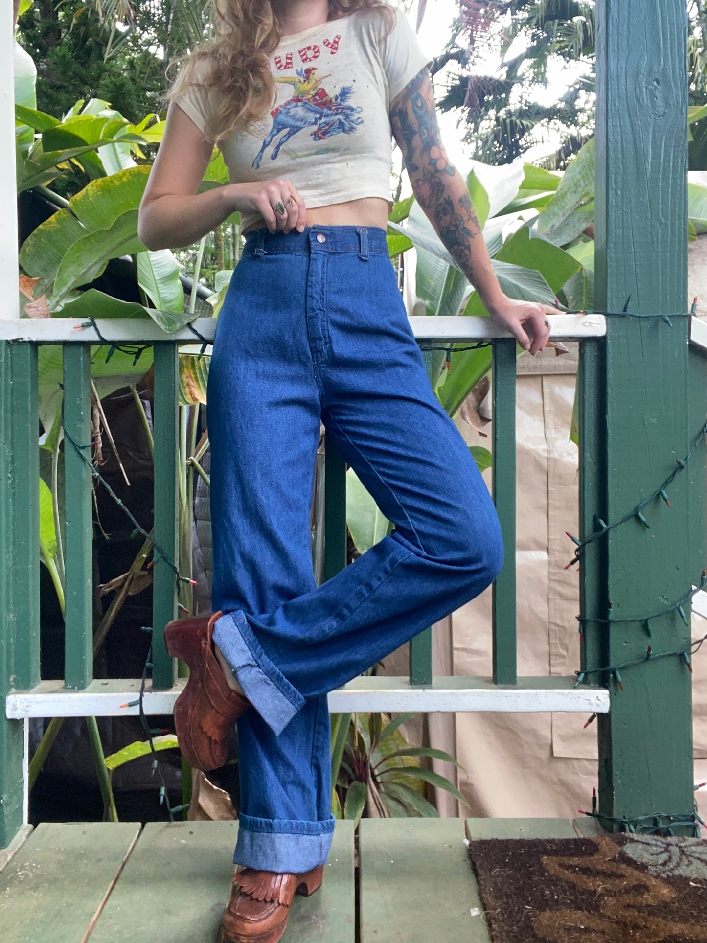 1970s March 1 high waist straight leg denim jeans 29x32