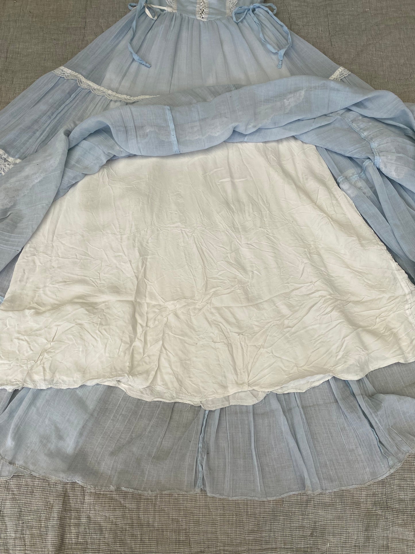 1970s Gunne Sax Gauze Corset Prairie Dress