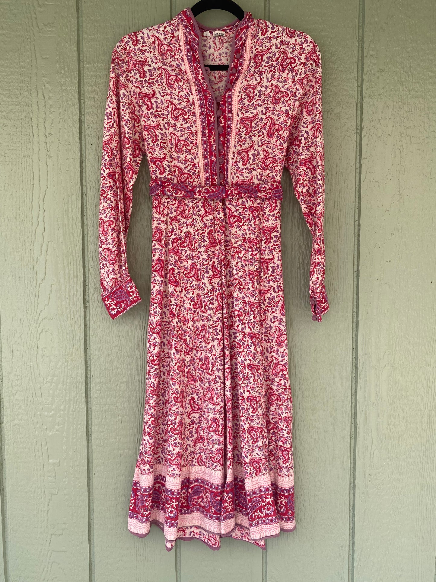 1970s Indian Cotton Paisley Block Print Dress