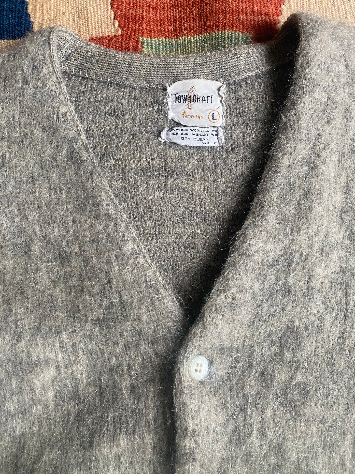 1960s Penney's Grey Shaggy Mohair Cardigan