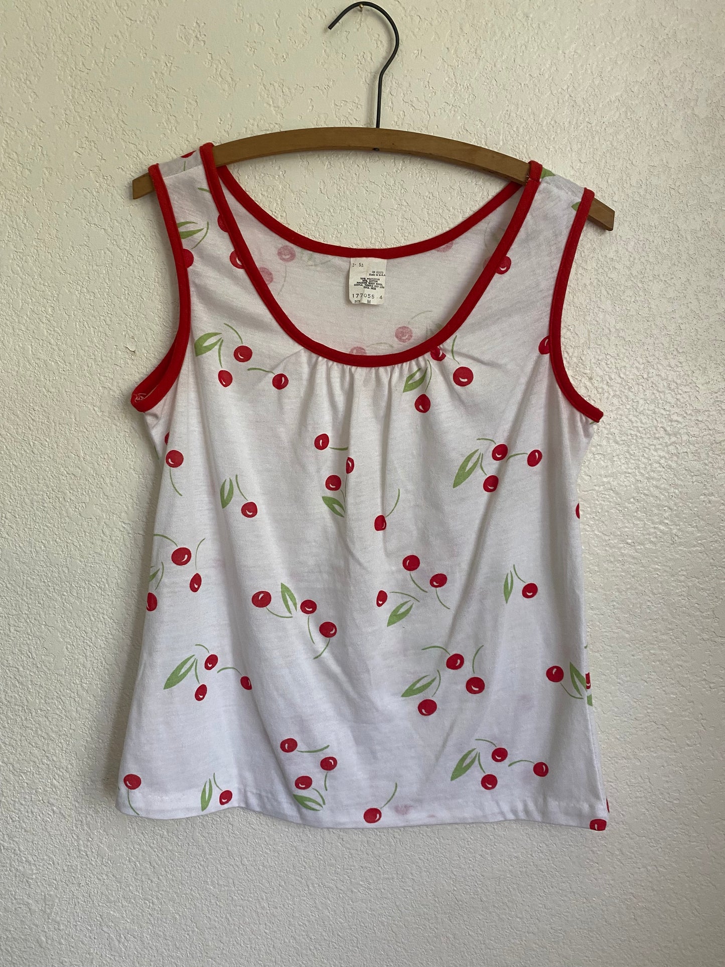 70s/80s cherry tank top and blouse set Medium