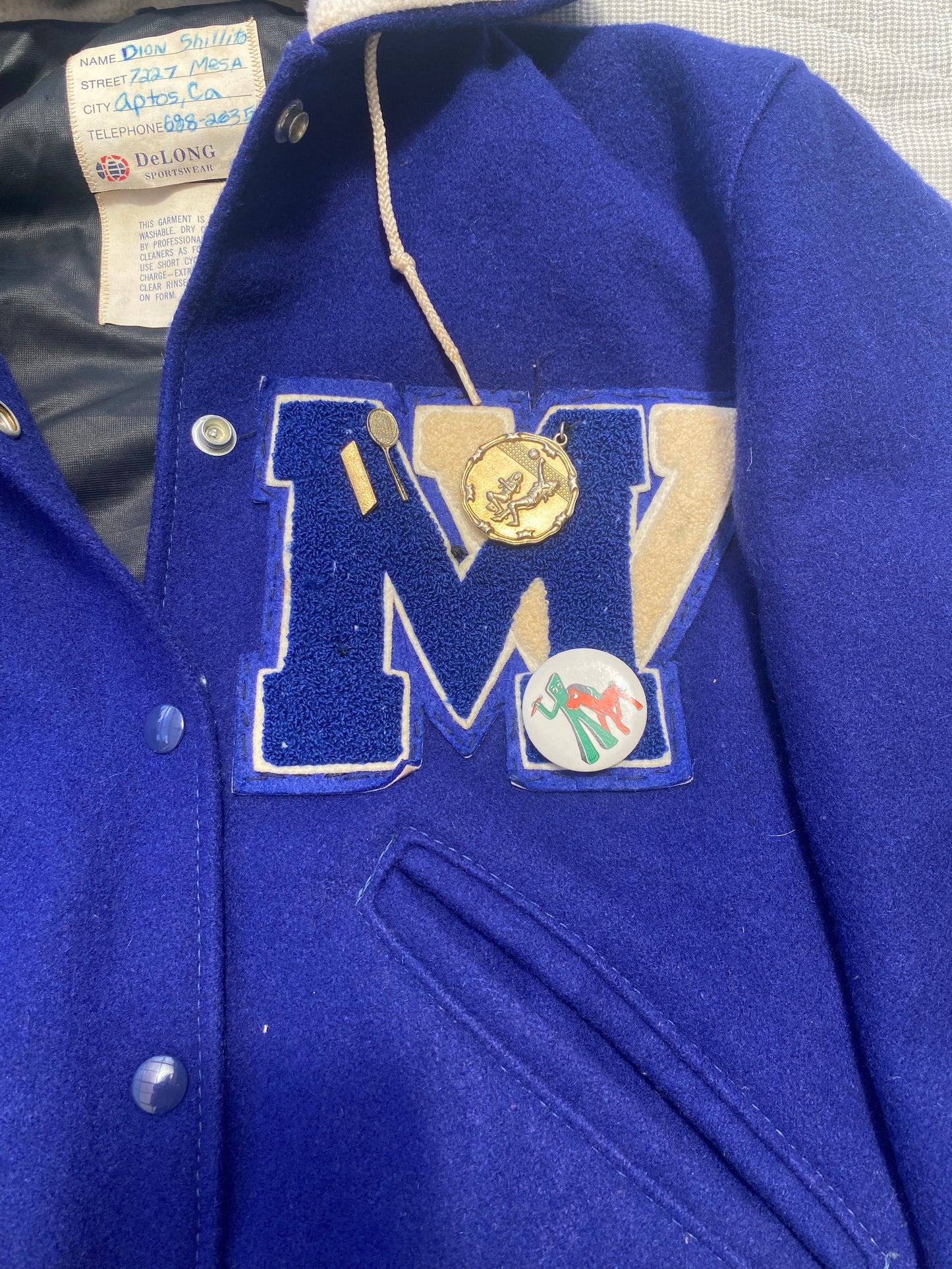 1980s Blue Split Hood Varsity Jacket