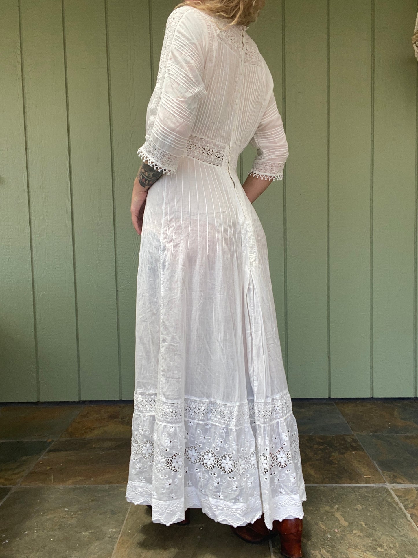 Antique Edwardian Cotton Day Dress