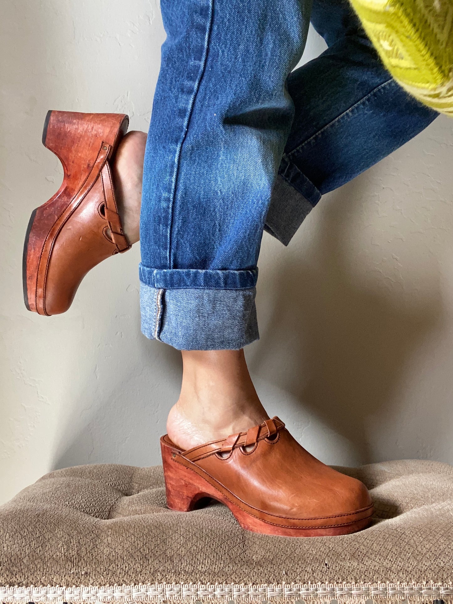 1970s Wooden Clogs size 8 (actual 7.5)