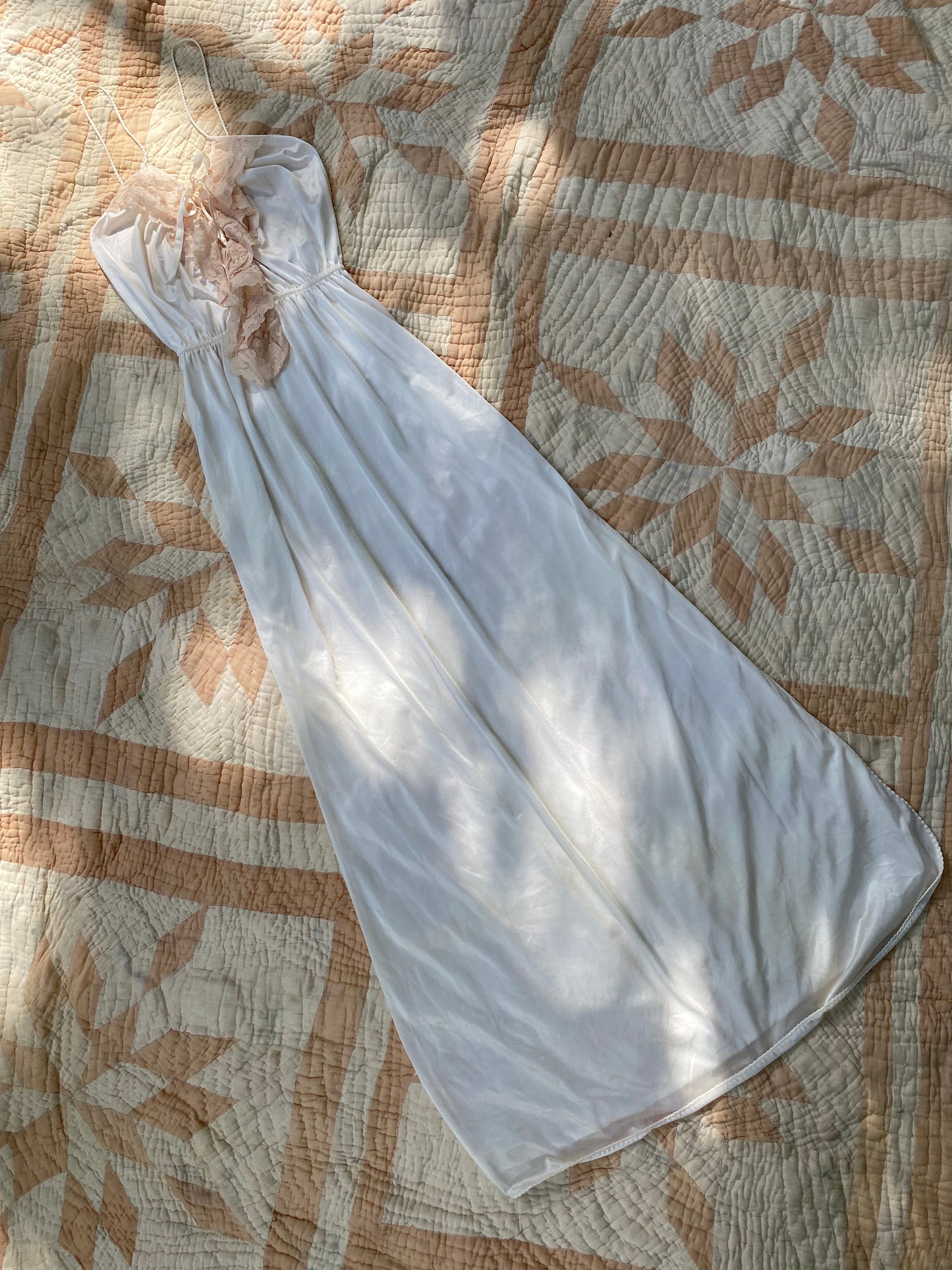 1970s Flair Low Back Ivory Nightgown