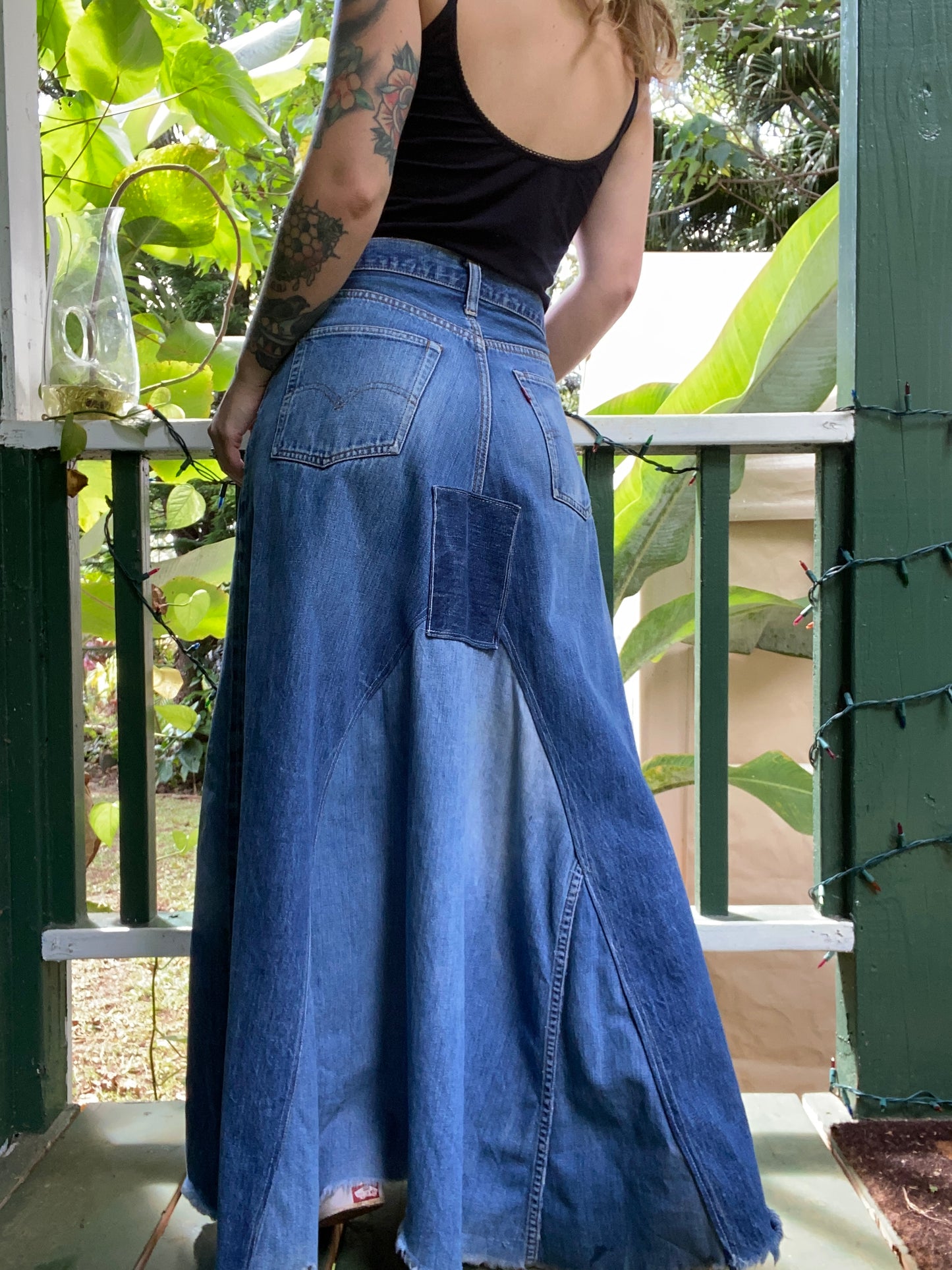 1950s Levis big E Reconstructed Selvedge Denim Skirt 29” waist