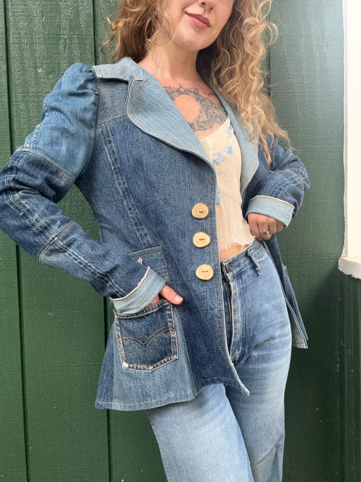 1970s Patchwork Selvedge Denim Jacket small/medium