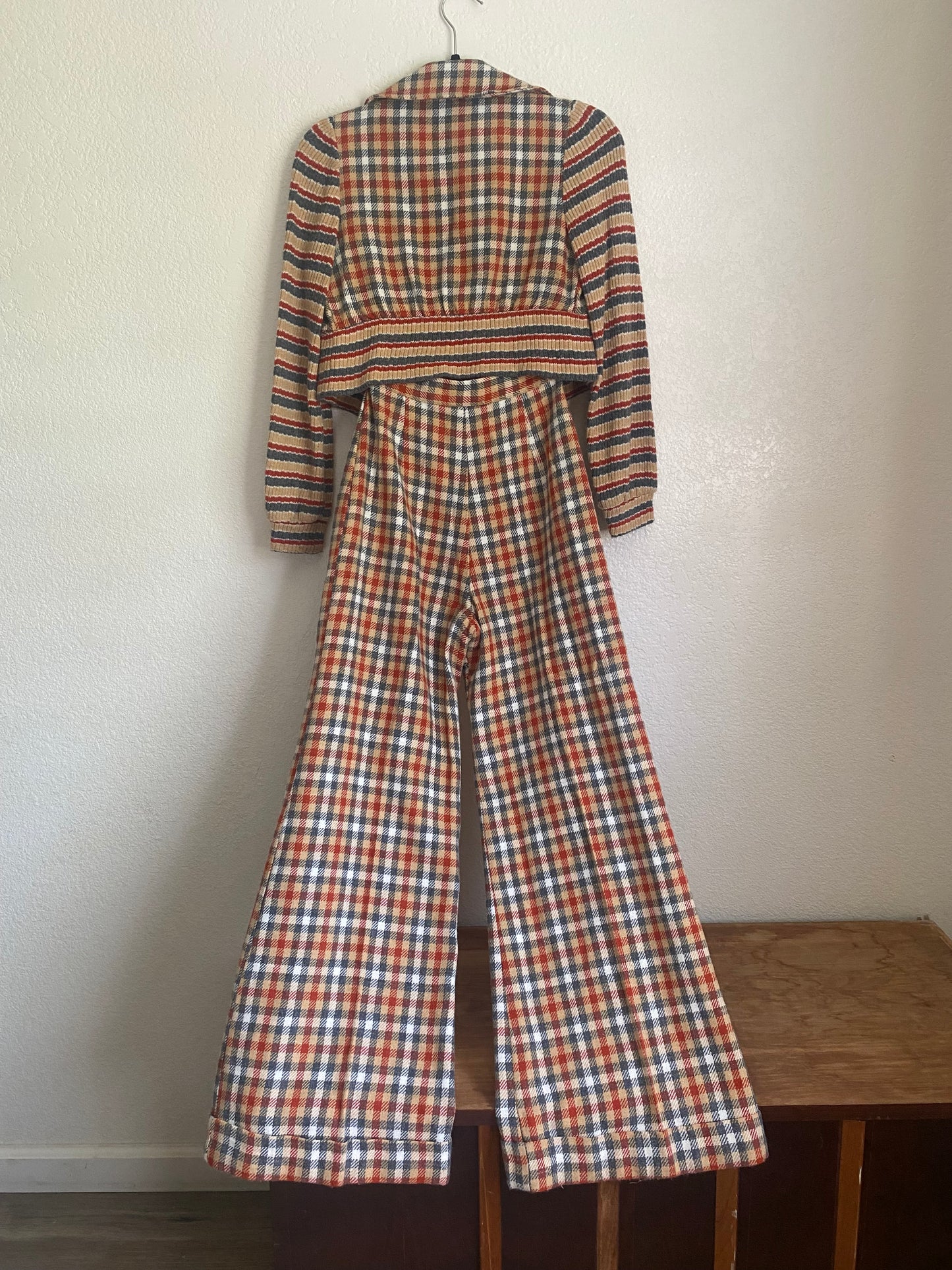 1970s Robbie Rivers plaid pants and jacket set xs/s