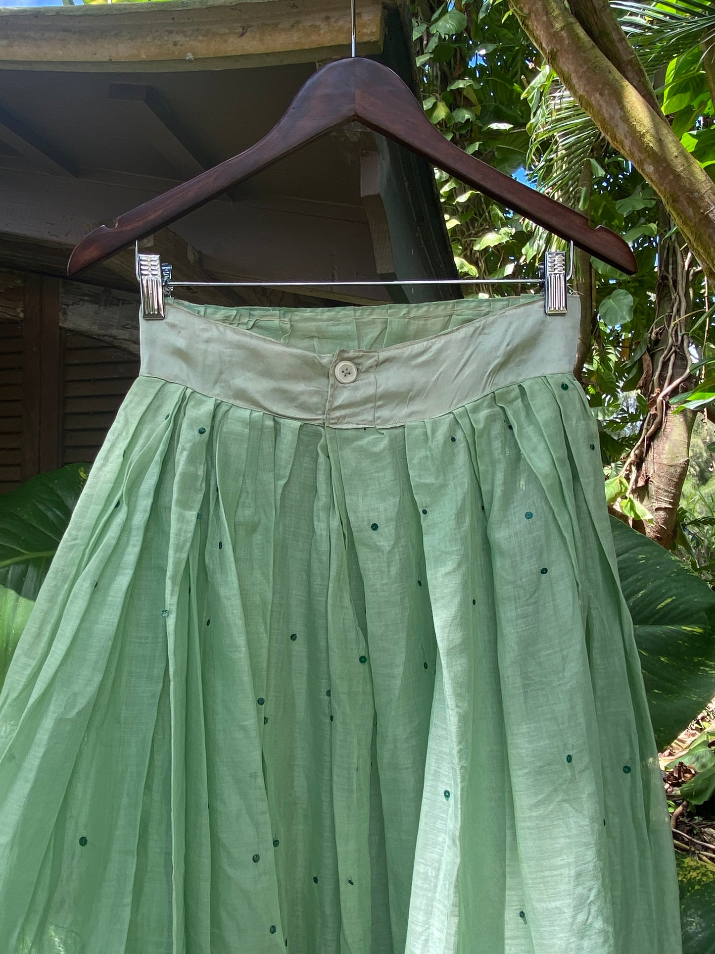 1940s Seafoam semi sheer Cotton and Rayon skirt