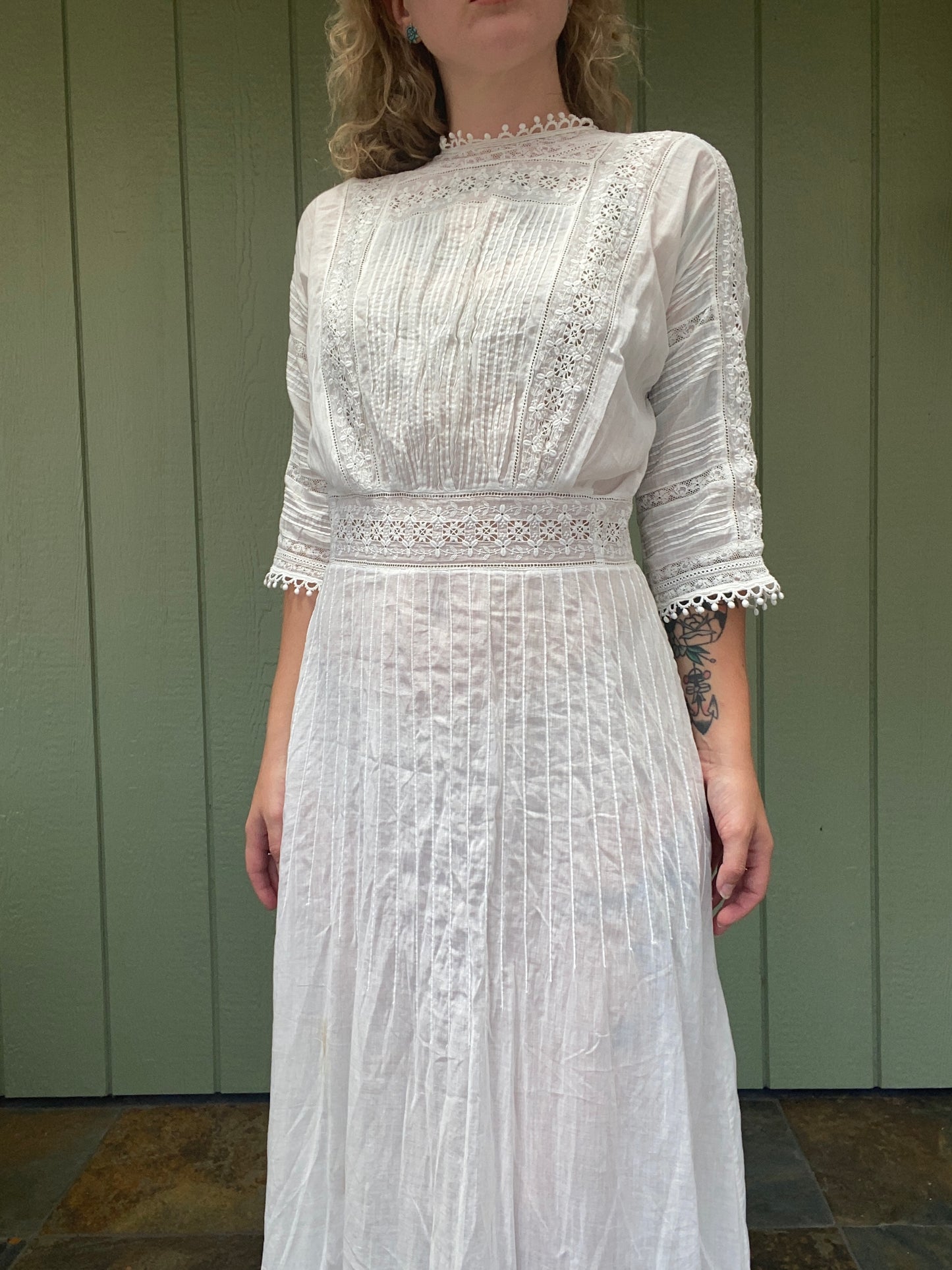 Antique Edwardian Cotton Day Dress