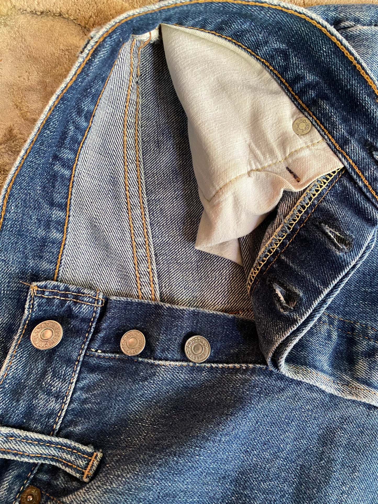 1950s Levis big E Reconstructed Selvedge Denim Skirt 29” waist