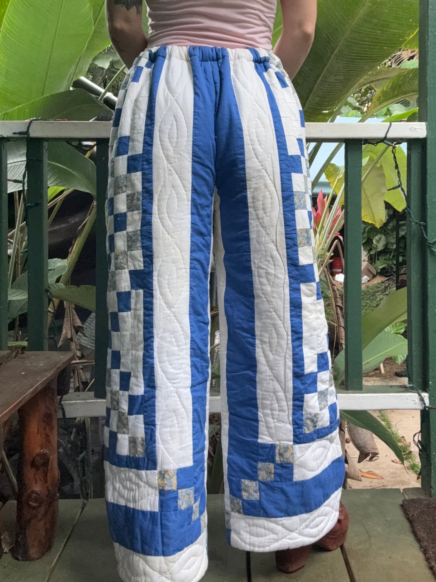 Vintage Upcycled Patchwork Quilt Wide Leg Pants