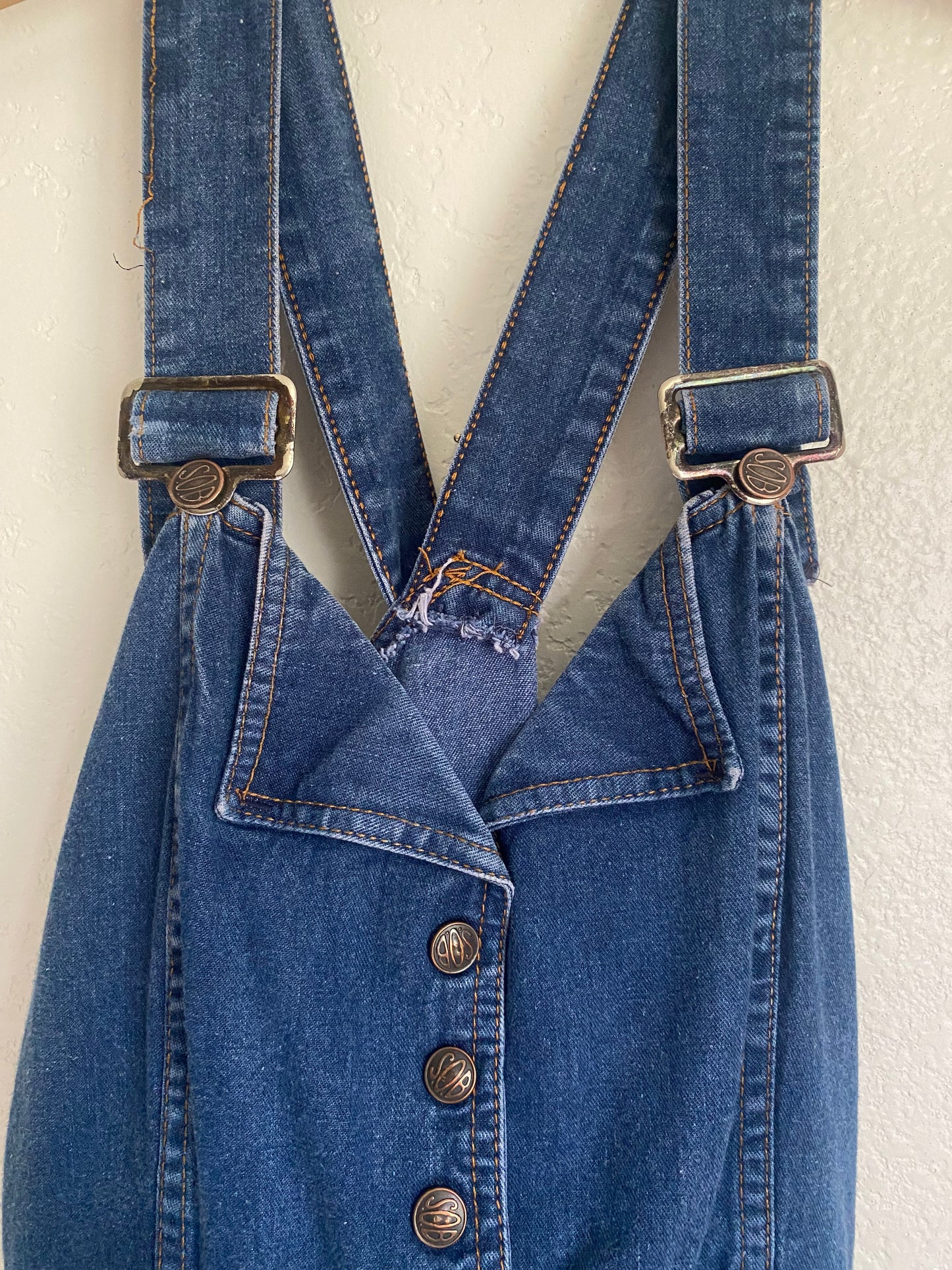 1970s S.O.B. Shades of Blue Denim Overall Jumpsuit size 13