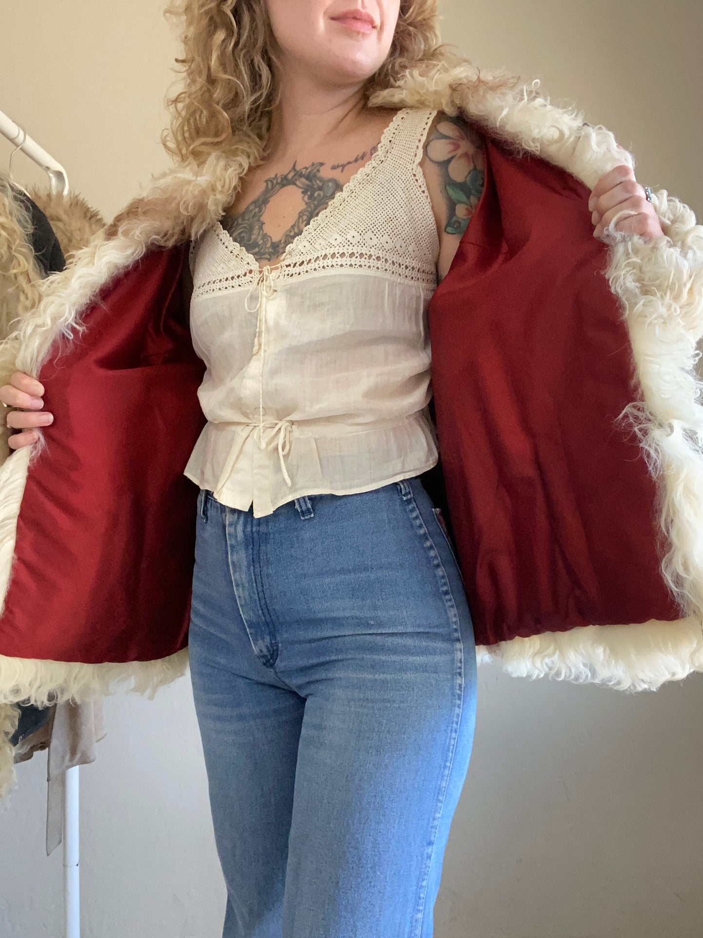 1970s Soft Curly Lamb Fur Jacket