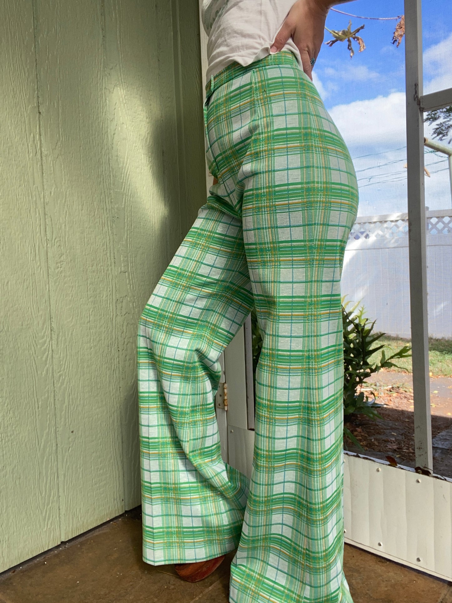 1970s Collegian Plaid Bell Bottoms 30x32