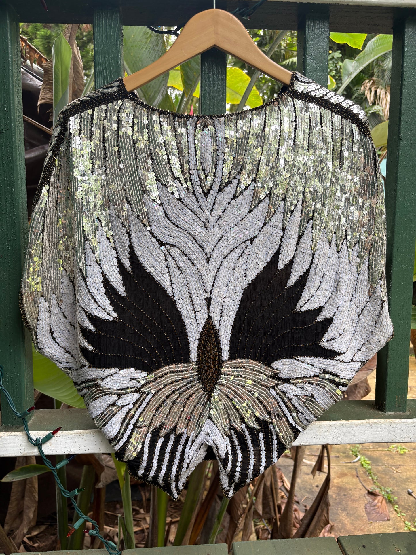 1980s Sho Max Butterfly Sequin Top