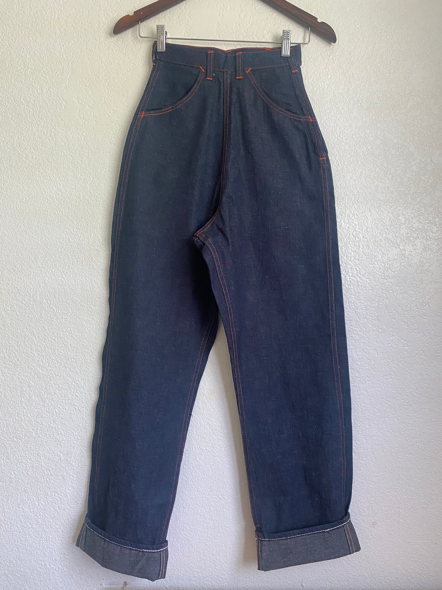 1950s Blue Gem Deadstock side zip jeans 24 x 31